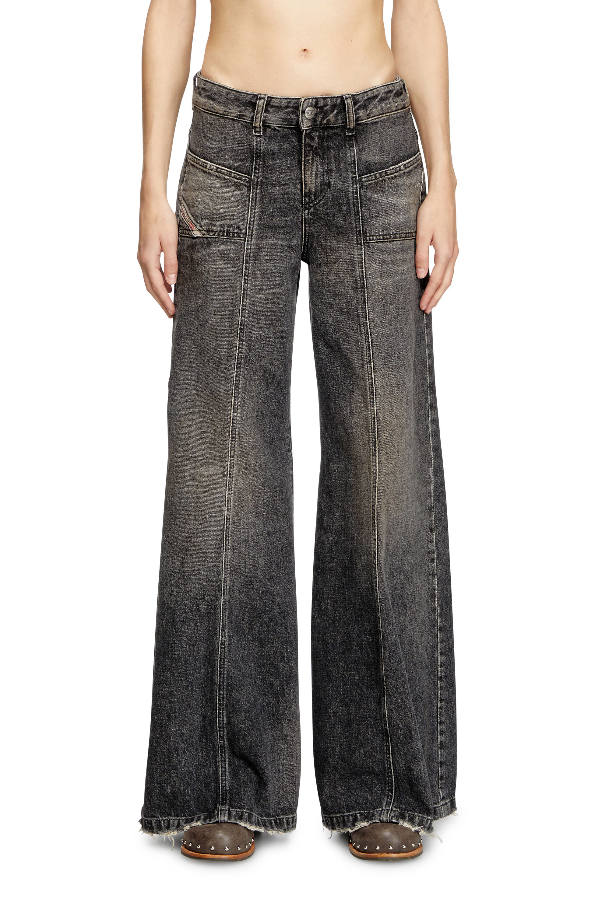 Diesel - Damen Flare Jeans D-Akii 007Z2, Schwarz/Dunkelgrau - 2