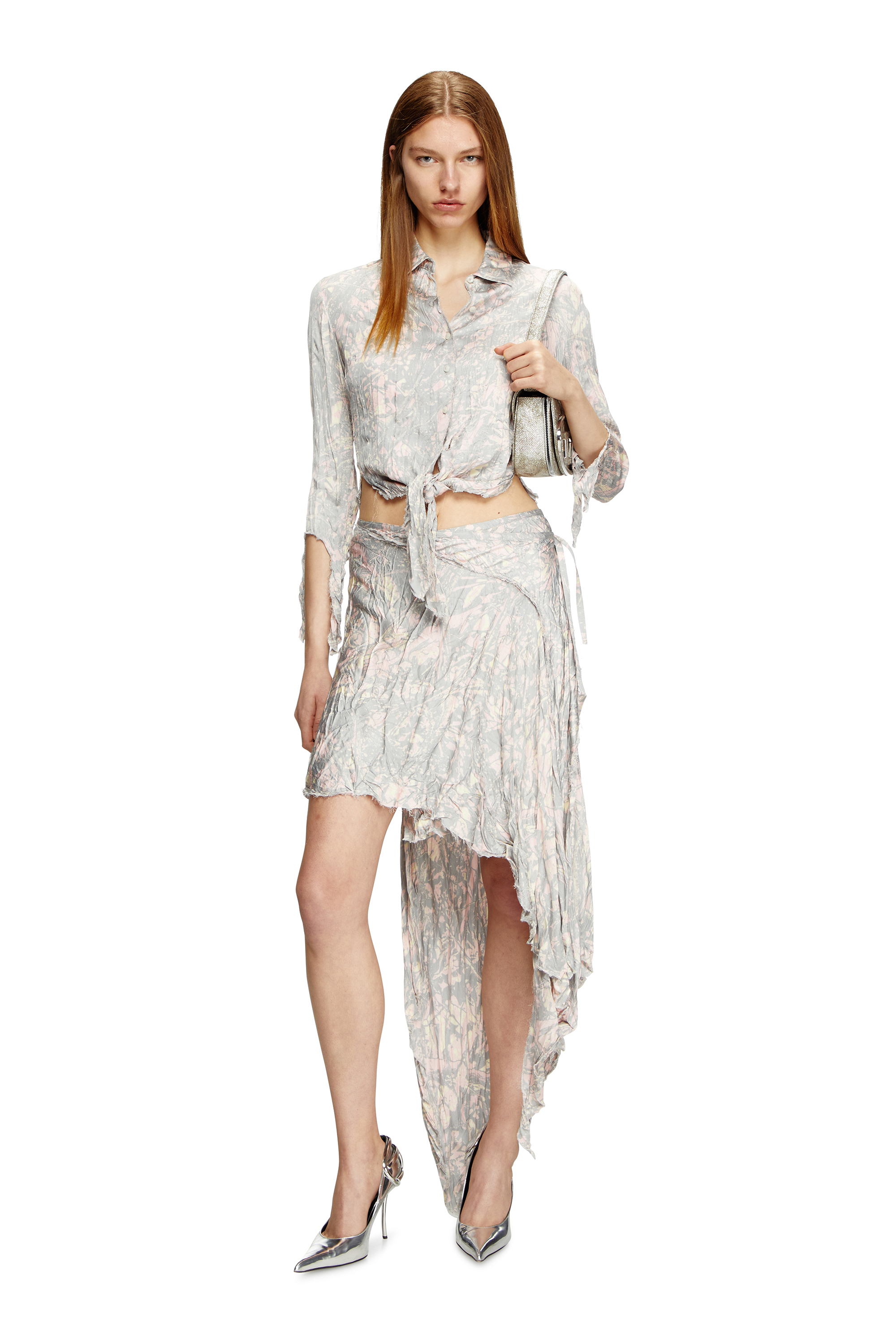 Diesel - 1DR, Damen 1DR-Ikonische Schultertasche aus schimmerndem Stoff in Armeegr&uuml;n - 1