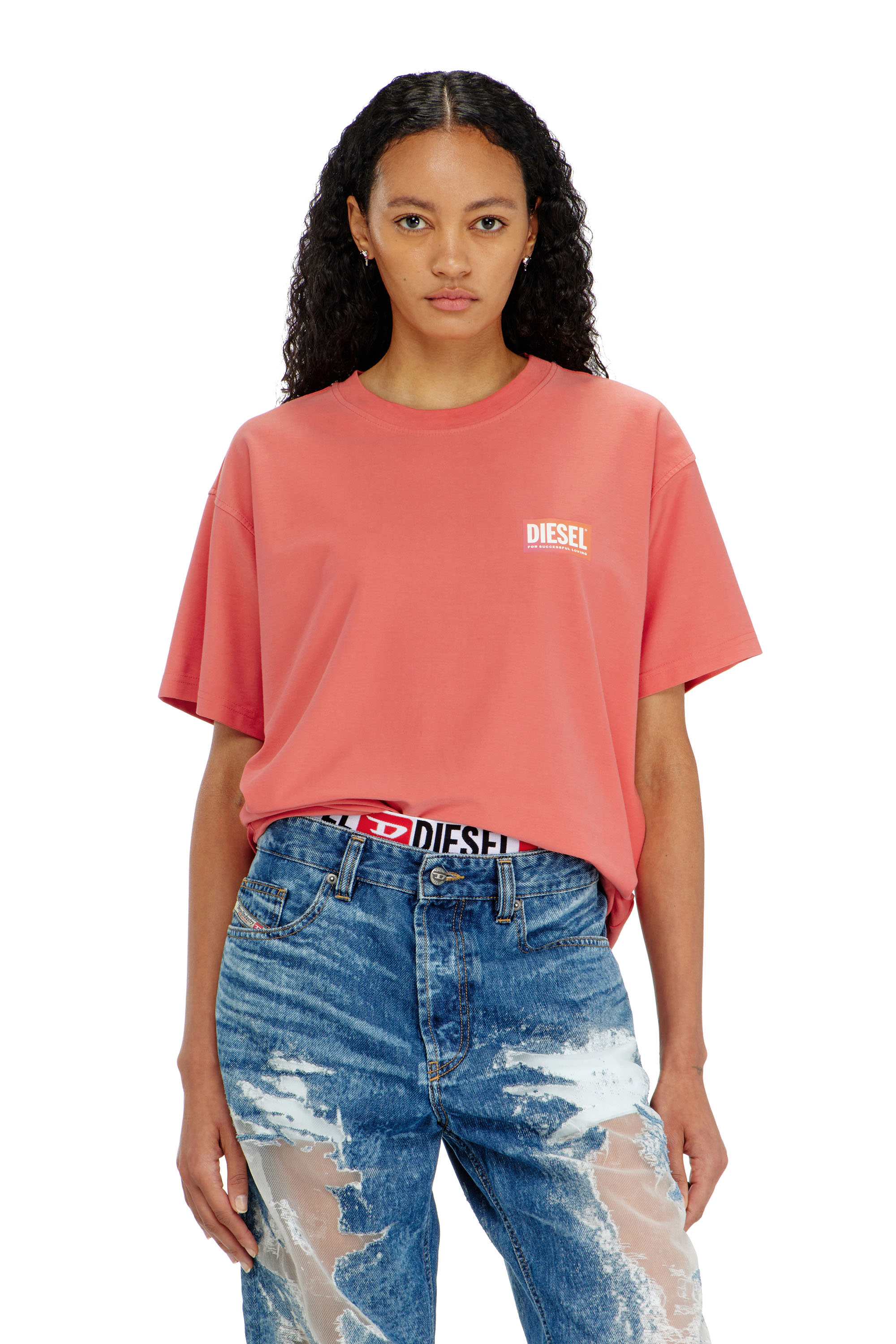 Diesel - PR-T-NORM-CHITIND-R, Unisex T-Shirt mit transparentem Logo auf der R&uuml;ckseite in Korallrosa - 3