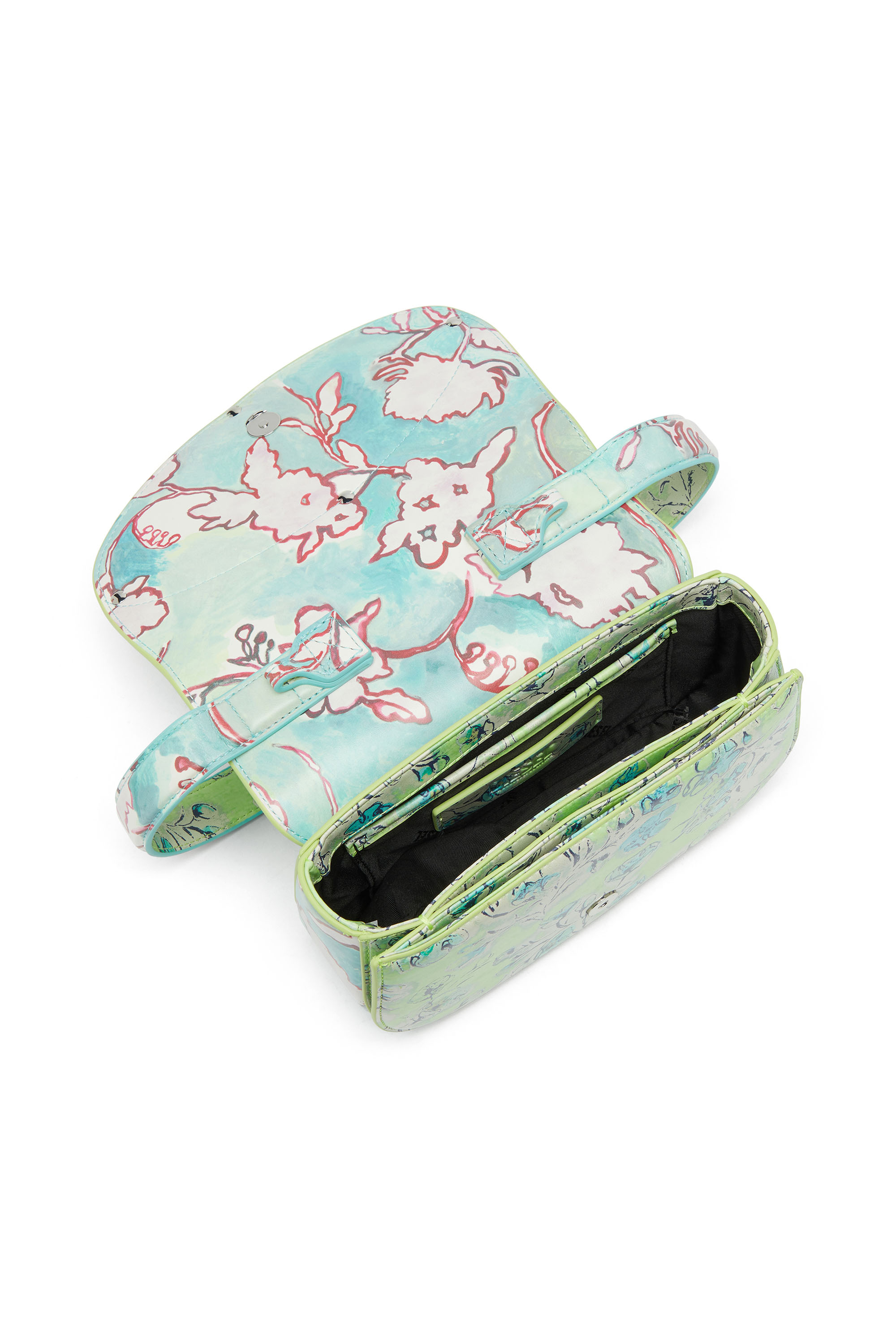 Diesel - 1DR, Damen 1DR-Ikonische Schultertasche mit Blumenmuster in Gr&uuml;n - 3