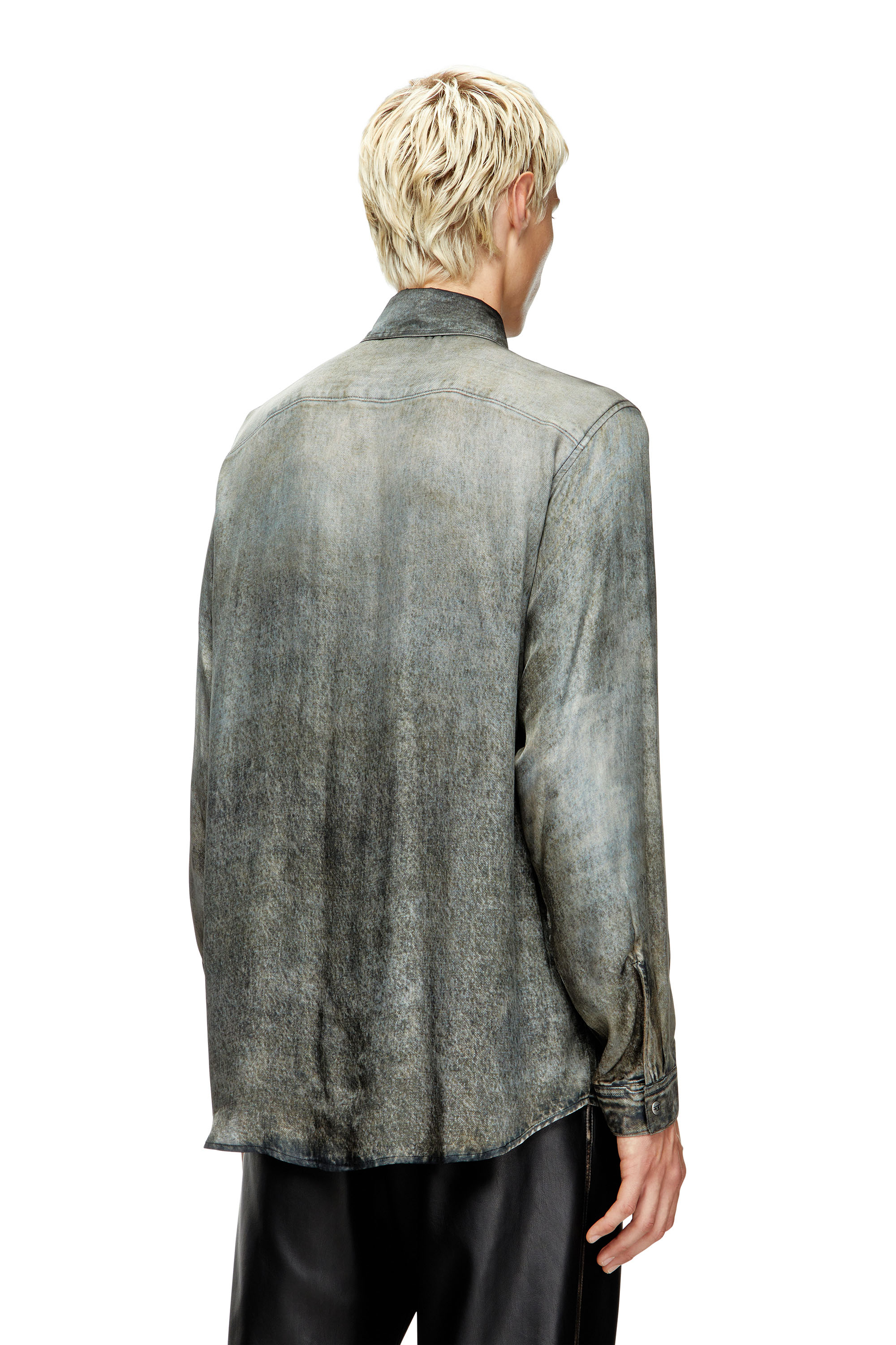 Diesel - S-SIMPLY-LKCT, Herren Hemd aus Viskose im Denim-Look in Schwarz - 4