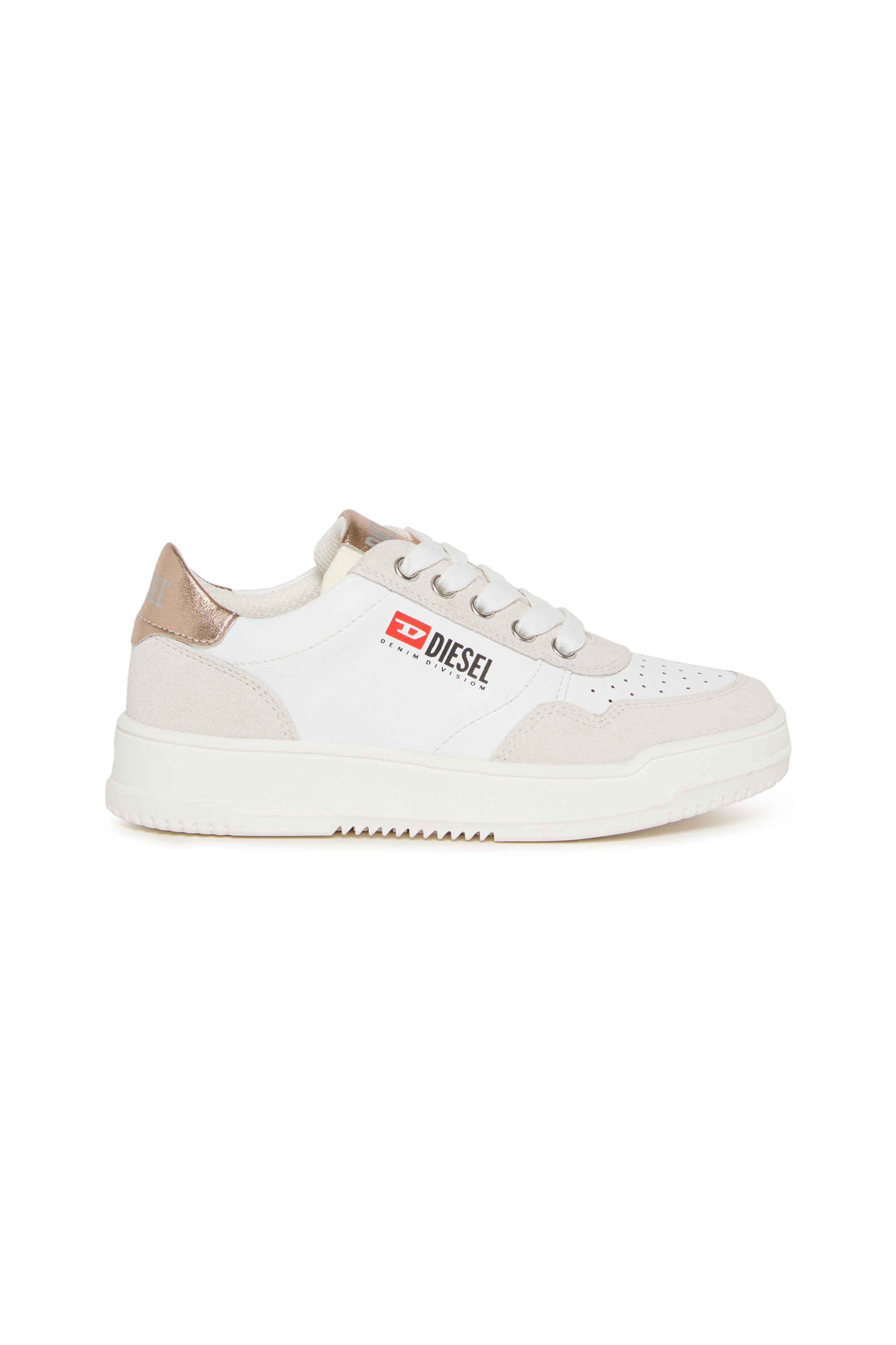 Diesel - S-CASCOUN, Unisex's S-CASCOUN-Sneakers in leather with side logo in White/Pink - 1