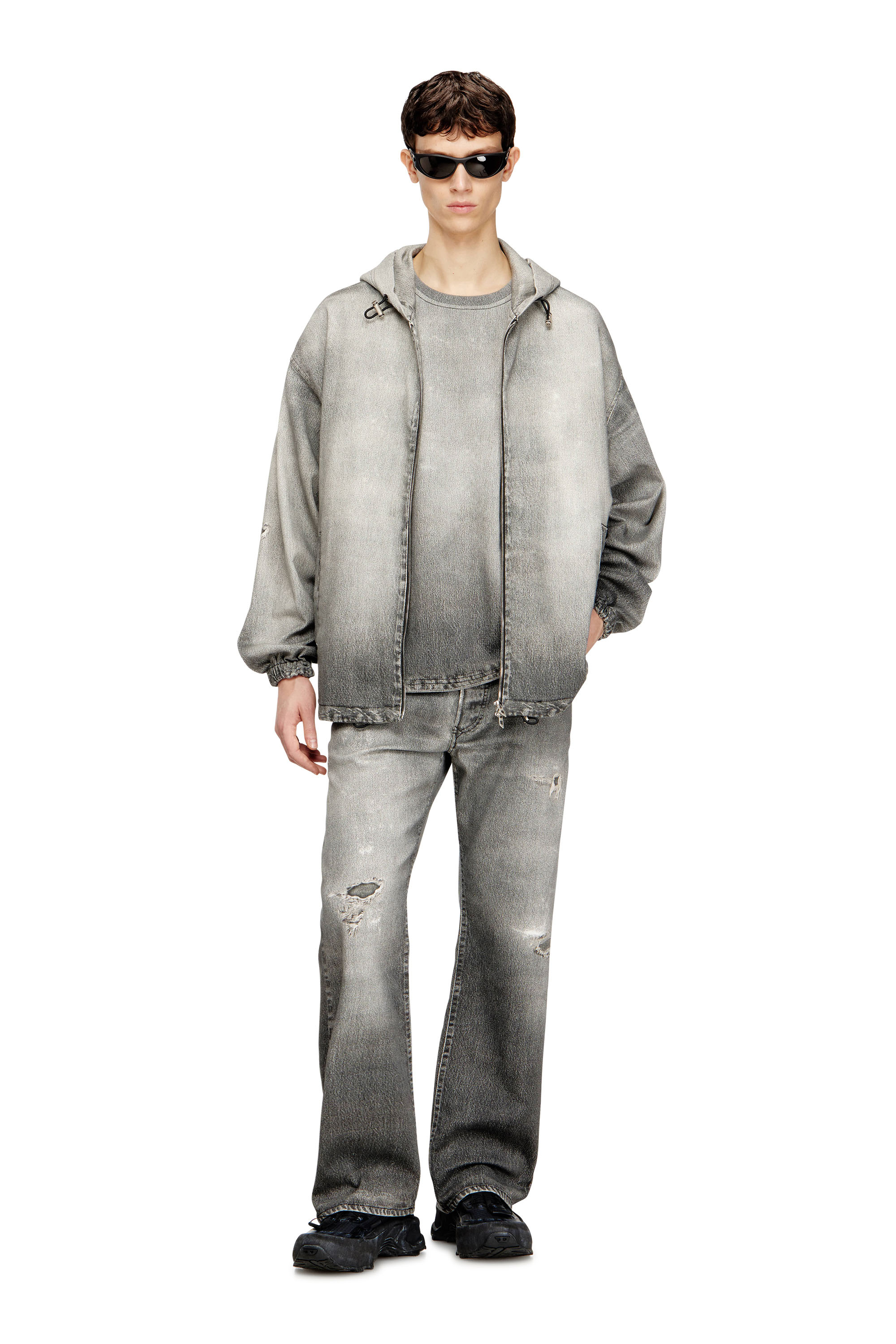Diesel - D-BOX JOGG, Herren Denim-T-Shirt mit Trompe-l'&oelig;il-Effekt-Behandlung in Grau - 2
