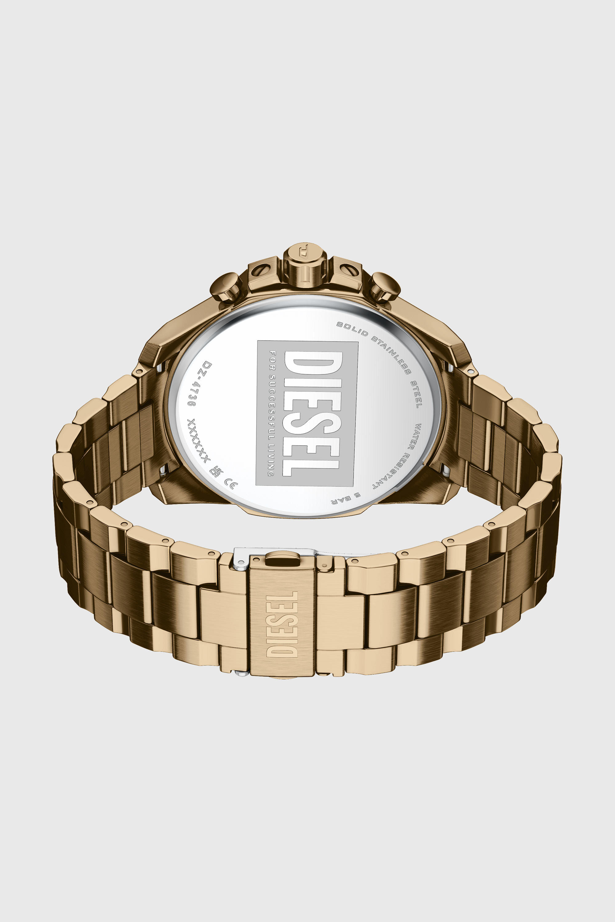 Diesel - DZ4736 WATCH, Herren Mega Chief Slim Uhr aus Edelstahl in Altgoldoptik in Gold - 4