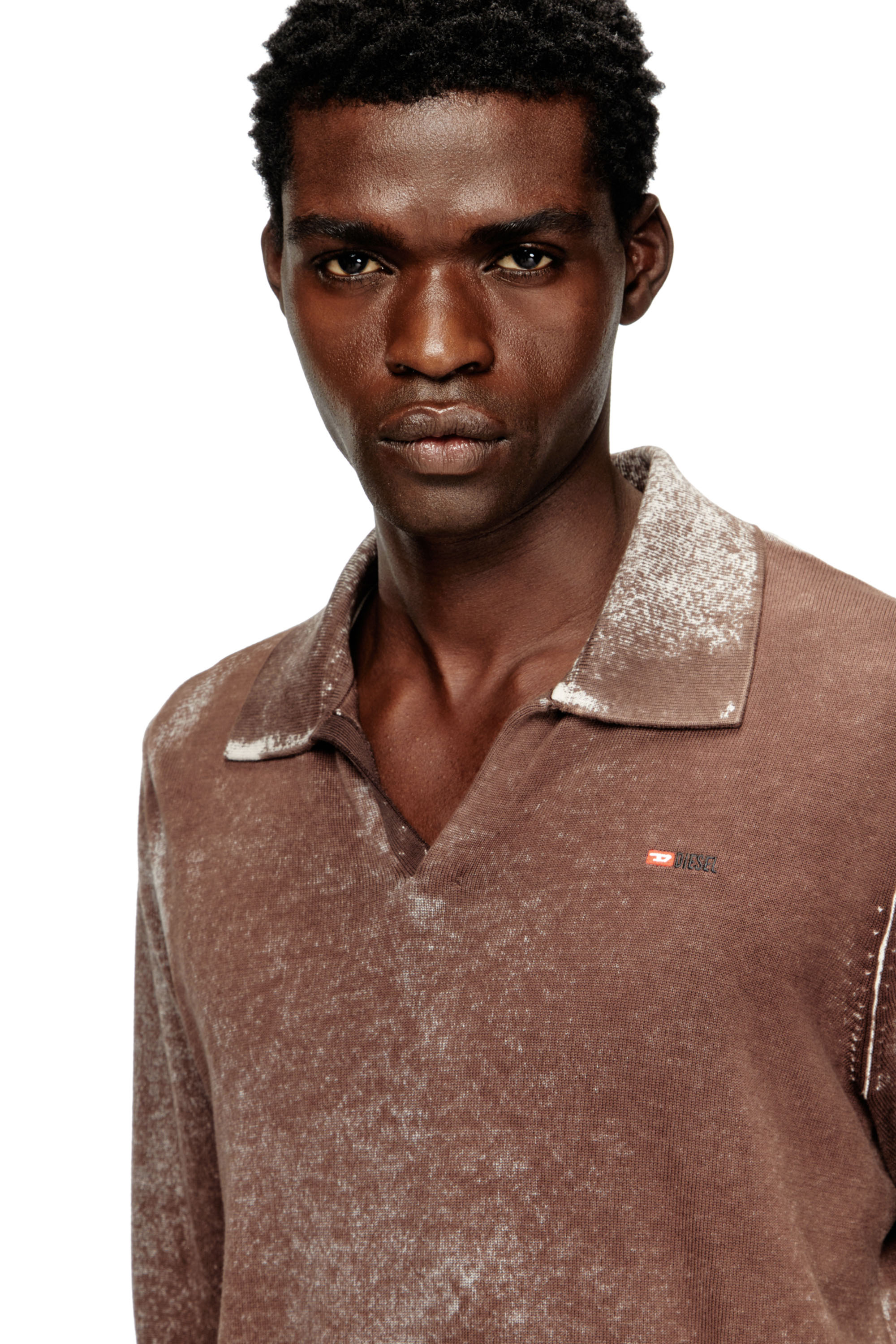 Diesel - K-LAWRENCE, Herren Polopullover mit verblasstem Rückseitendruck in Braun/Grau - 5