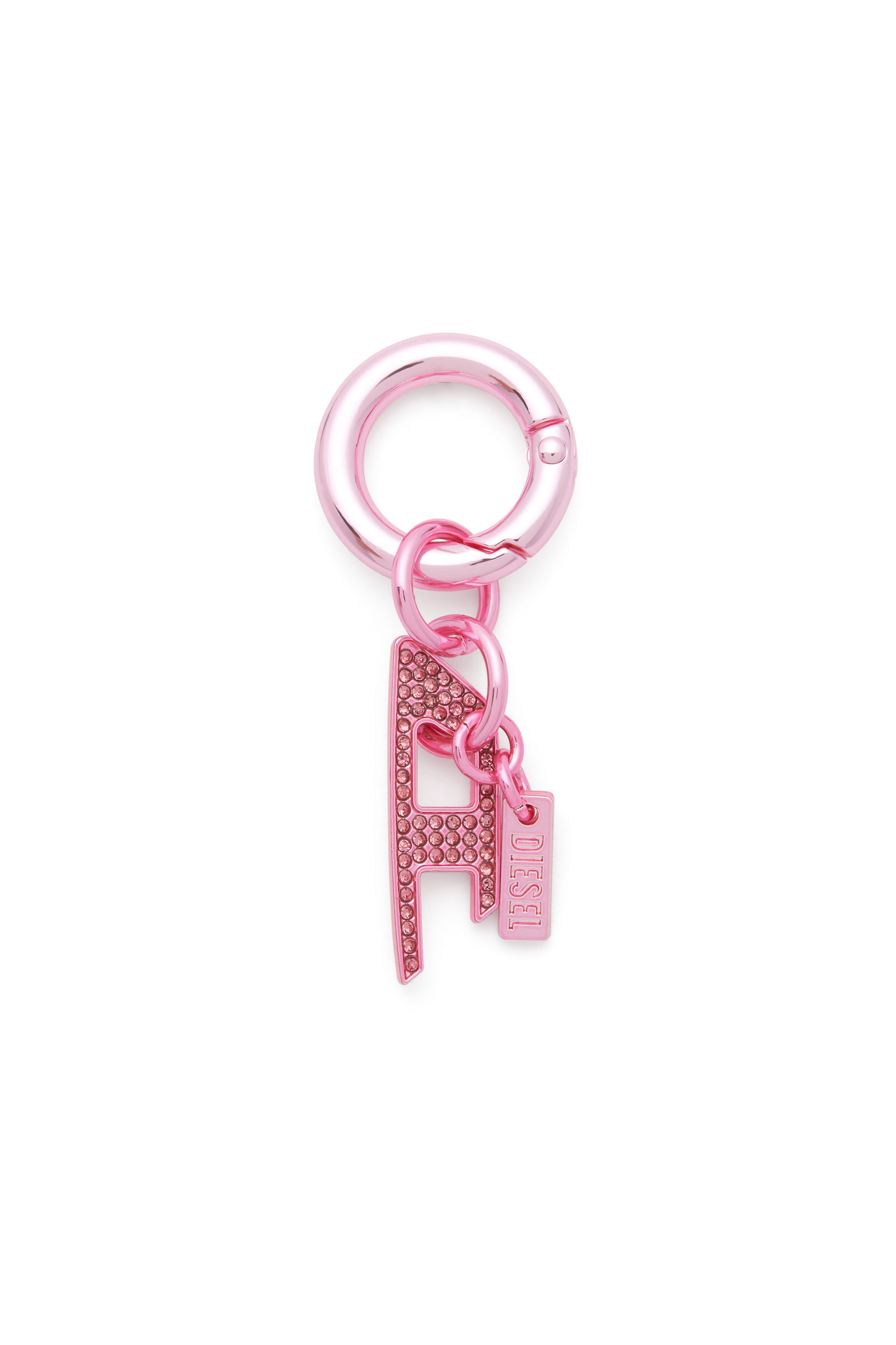 Diesel - CHARM-D, Unisex Metallschlüsselanhänger mit D-Anhänger aus Strass in Rosa - 1
