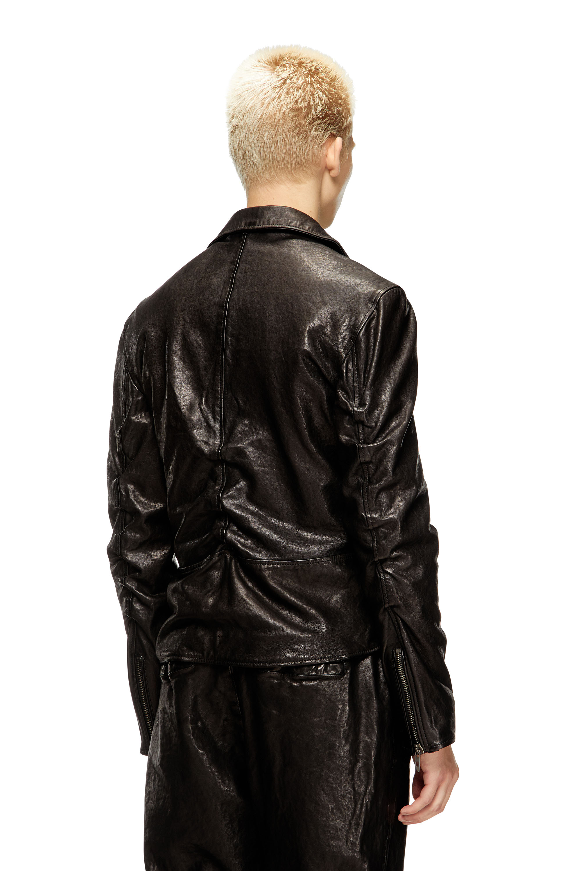 Diesel - L-UNCAN, Herren Bikerjacke aus thermischem Leder in Schwarz - 4