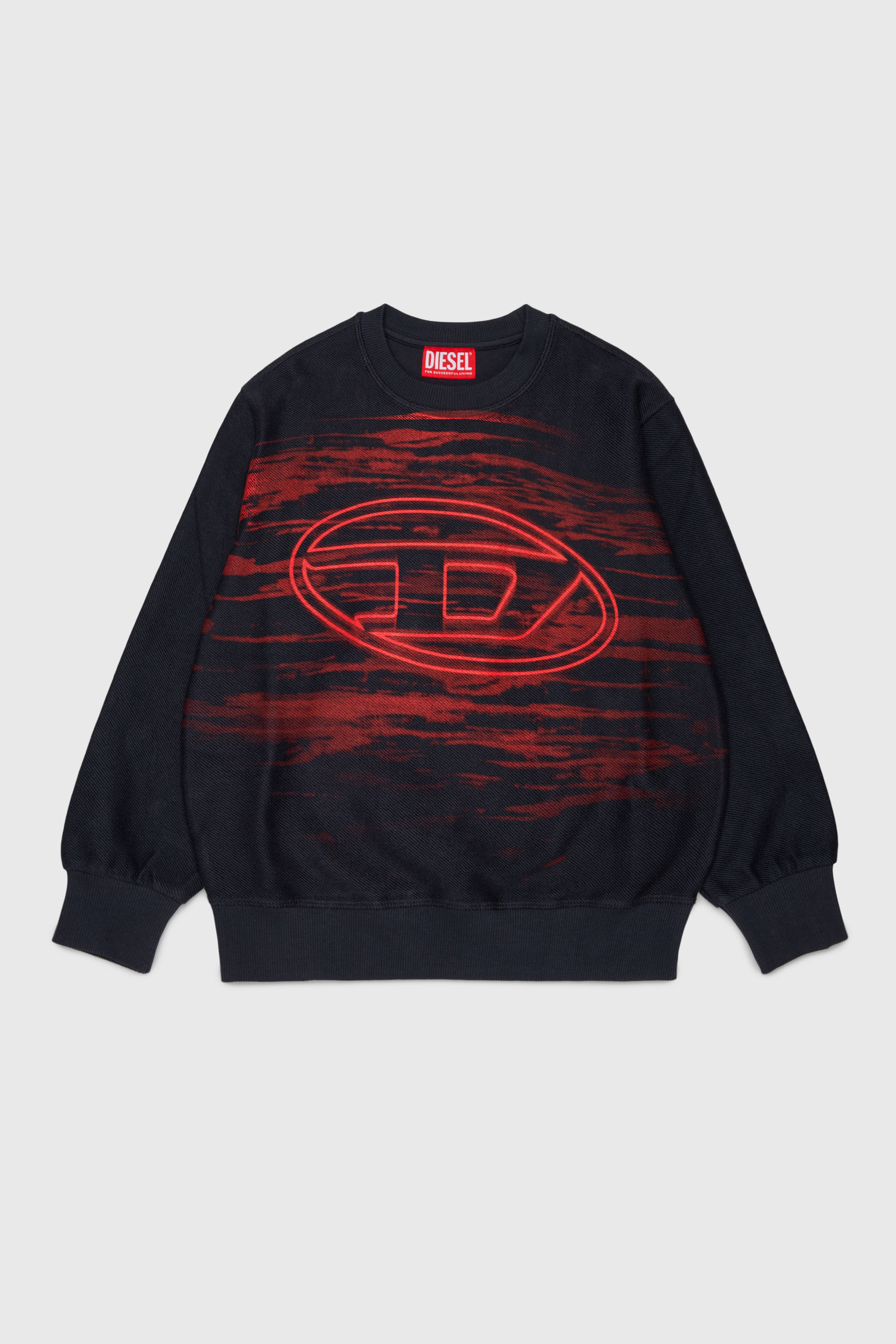 Diesel - SFRIT OVER, Herren Sweatshirt mit Streifen und Oval D Logo in Schwarz - 1