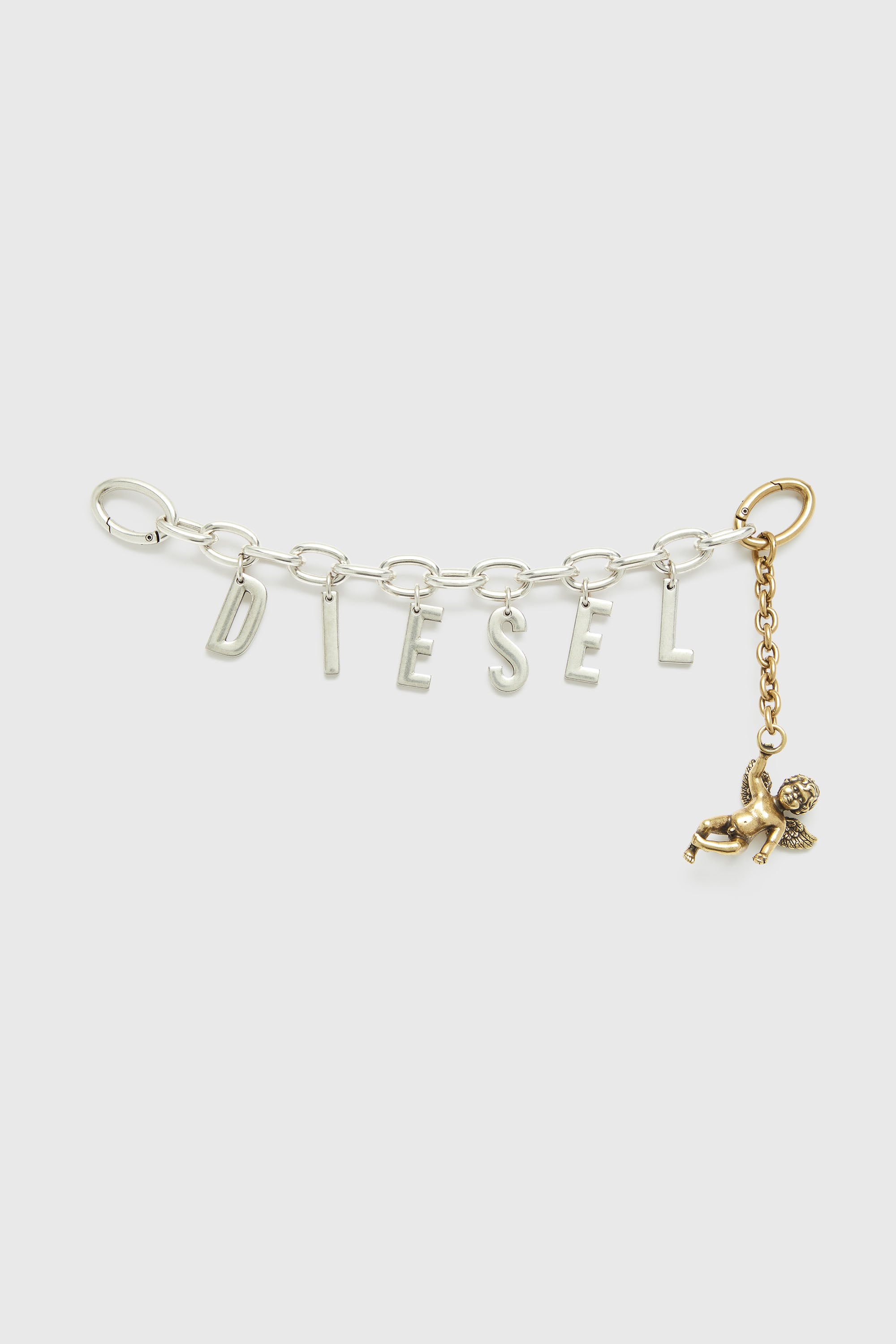 Diesel - CHAIN-D III S, Damen Metallbuchstaben-Anh&auml;nger mit Engelmotiv in Silber - 1