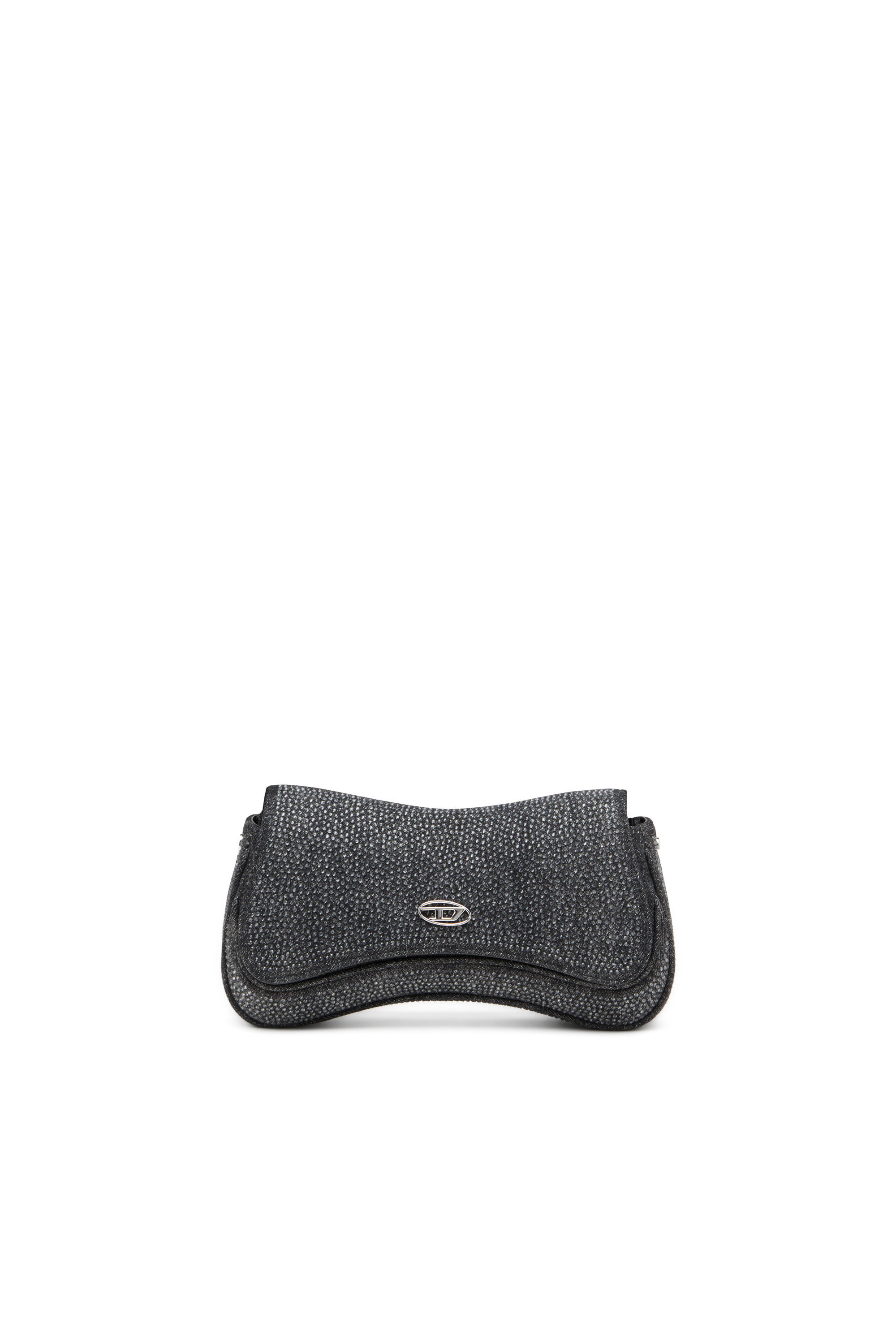 Diesel - PLAY CLUTCH, Damen Play-Clutch aus Strass-Denim in Schwarz - 1