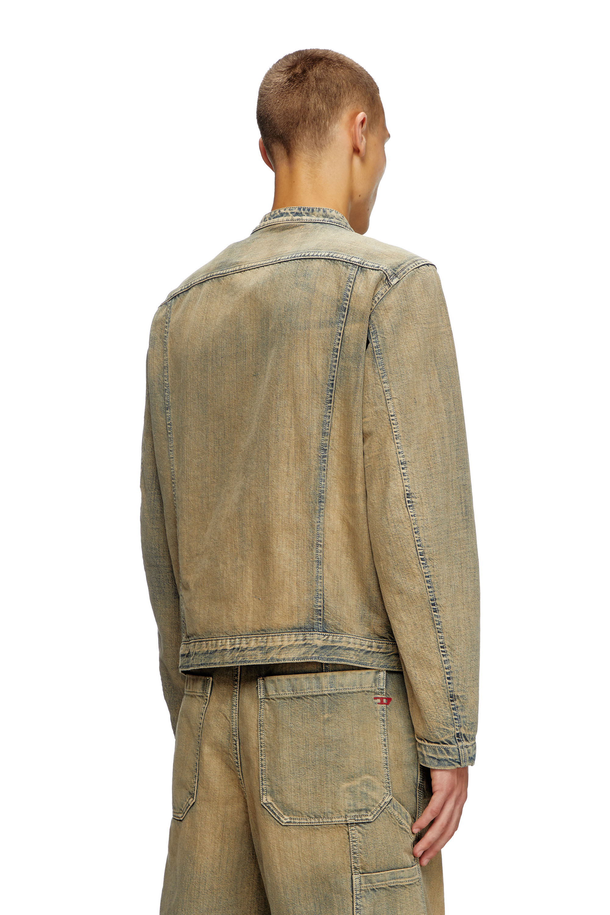 Diesel - D-GLORY, Herren Motorradjacke aus Goldbrush-Denim in Mittelblau - 4