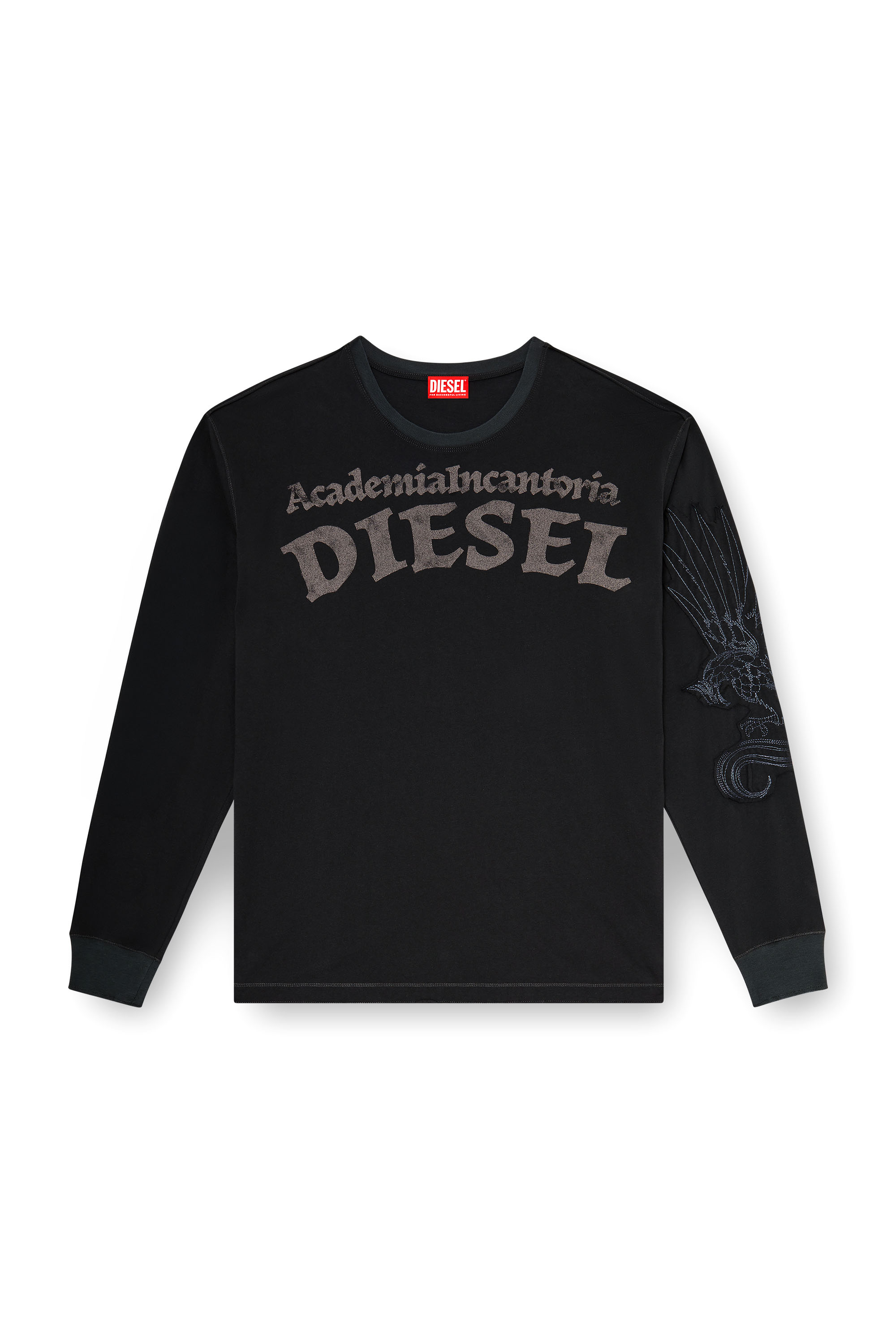 Diesel - T-NORM-LS-AA3, Herren Langarm-T-Shirt mit Prints und Patches in Schwarz - 3