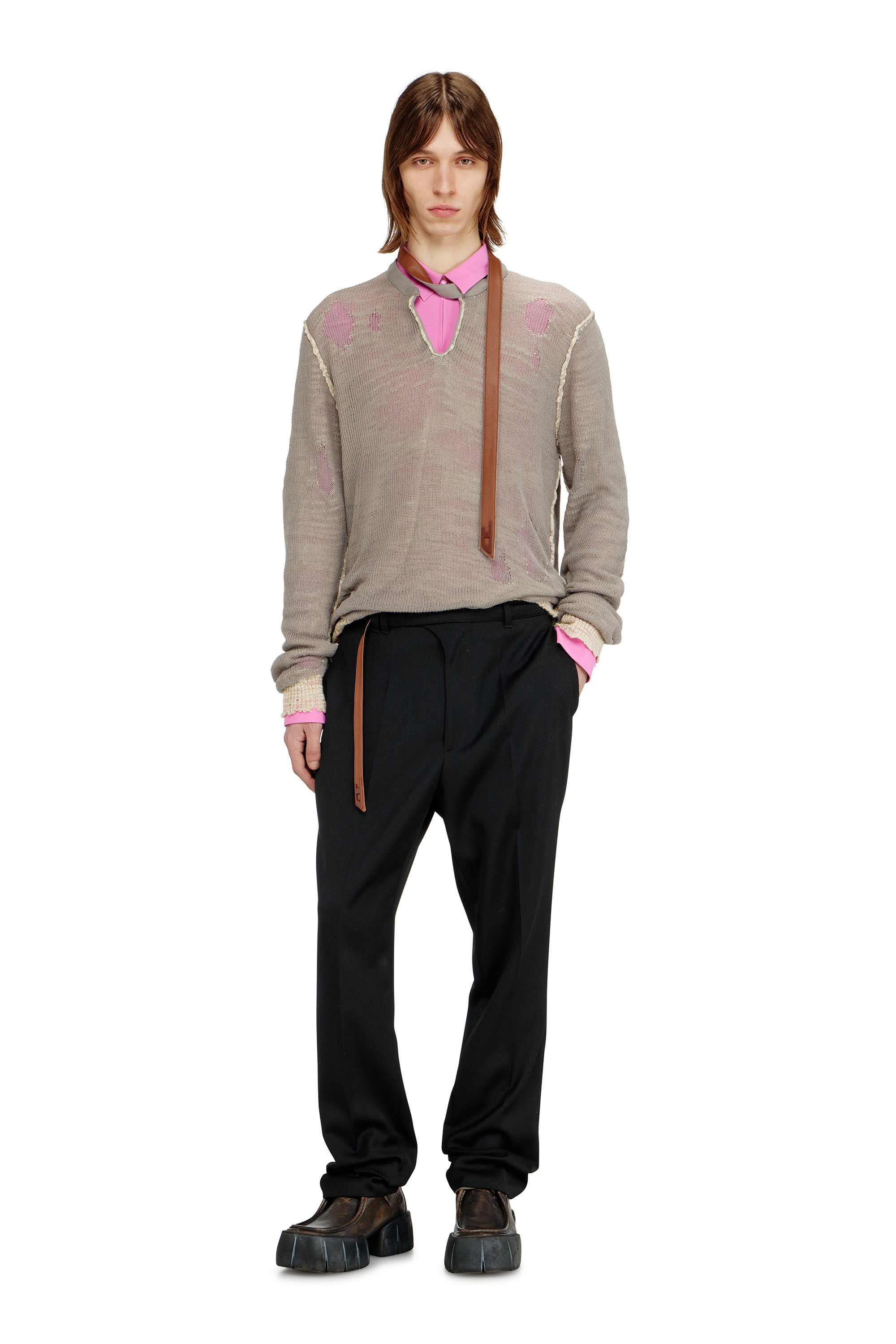 Diesel - P-NEDAR-A, Herren Ma&szlig;geschneiderte Hose mit Biker-G&uuml;rtelriemen in Schwarz - 2