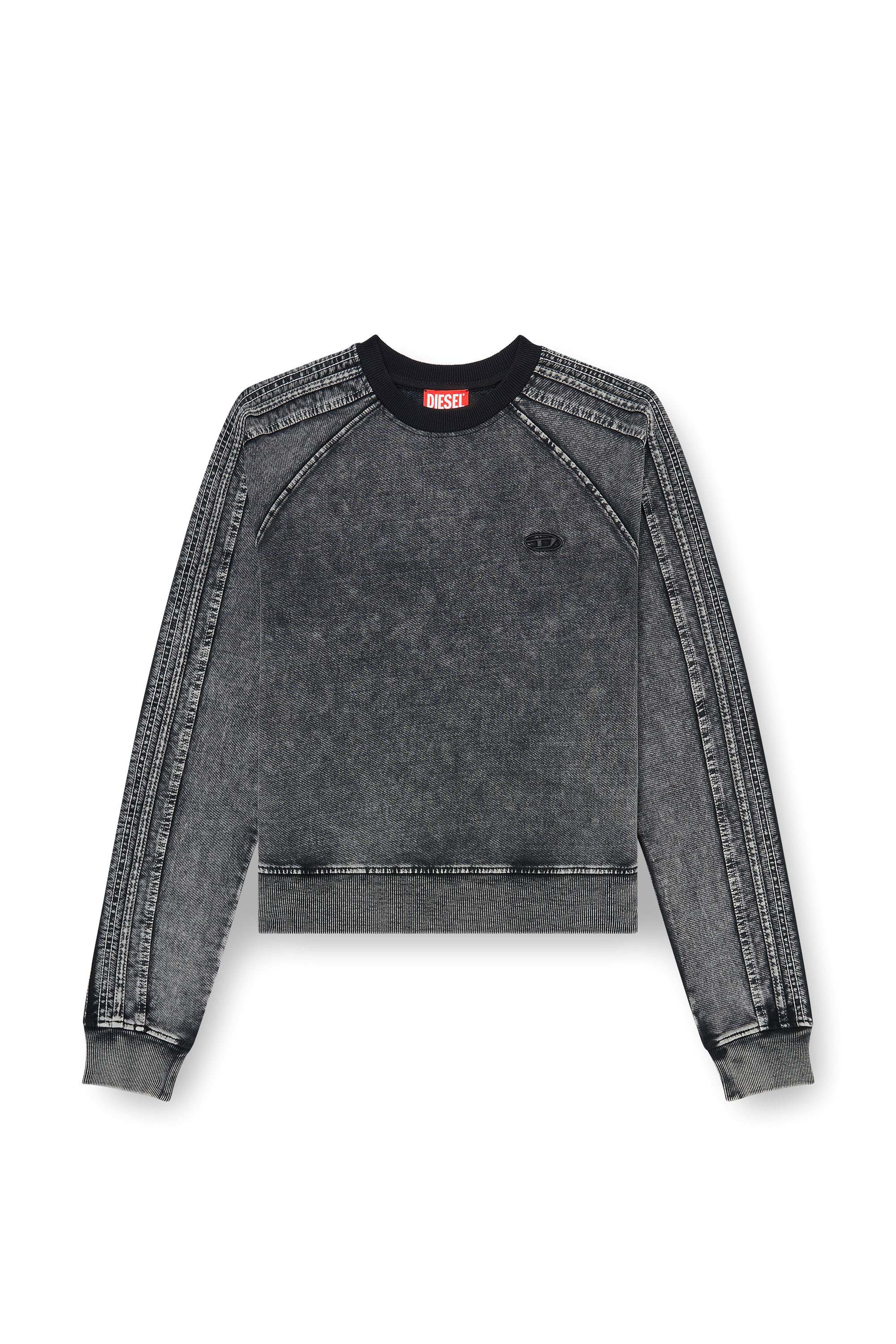 Diesel - F-ALPY, Damen Sweatshirt mit B&auml;ndern und Oval-D-Stickerei in null - 3