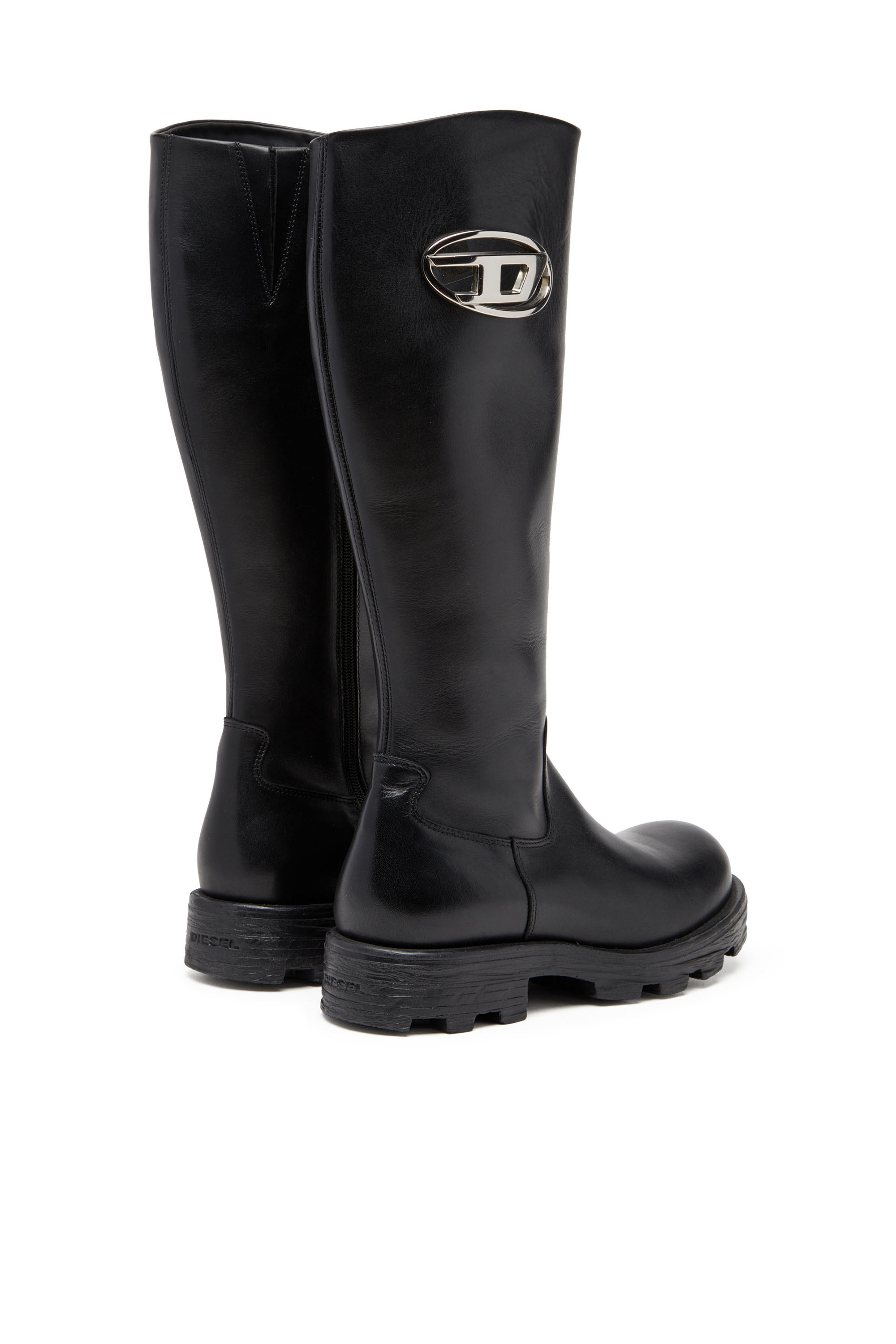 Diesel - D-HAMMER HB D W, Damen D-Hammer-Kniehohe Stiefel aus Leder in Schwarz - 3