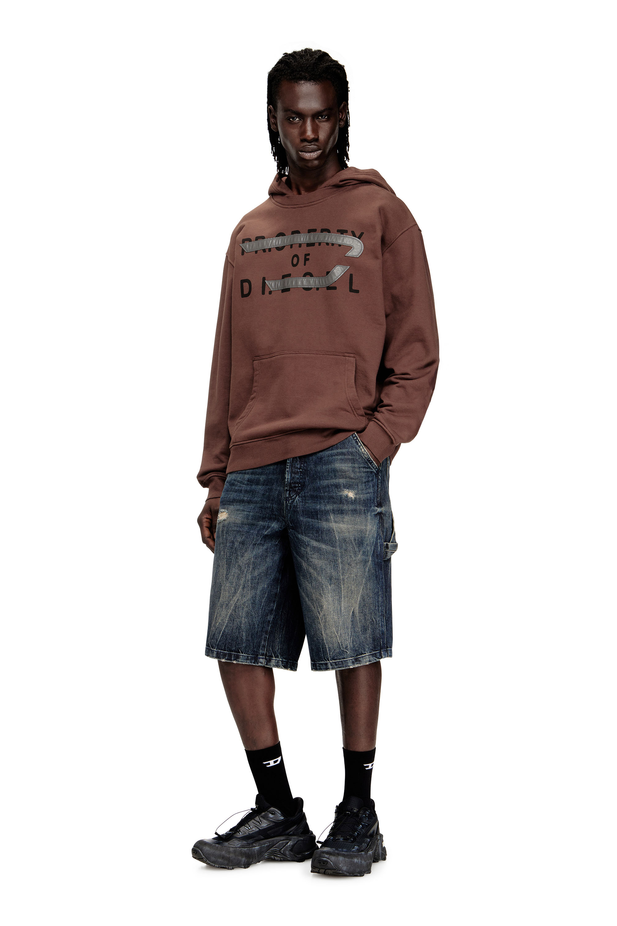 Diesel - S-NORMAN-HOOD, Herren Baumwoll-Hoodie mit D-Applikation in null - 2