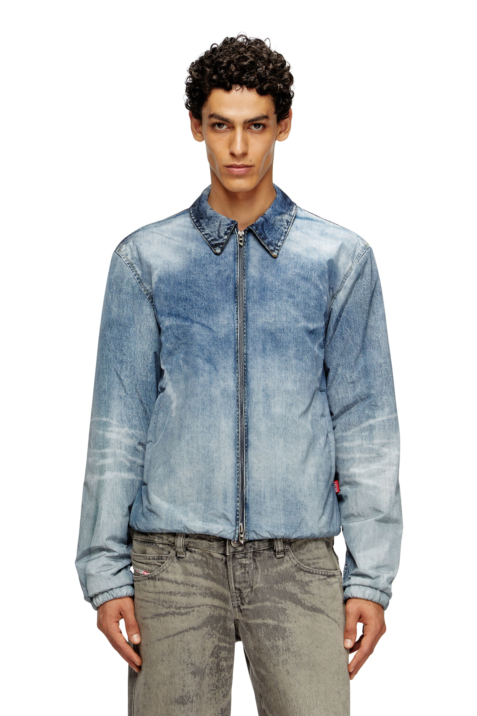 Diesel - J-ACT, Herren Jacke aus Nylon mit Denim-Effekt in Hellblau - 1