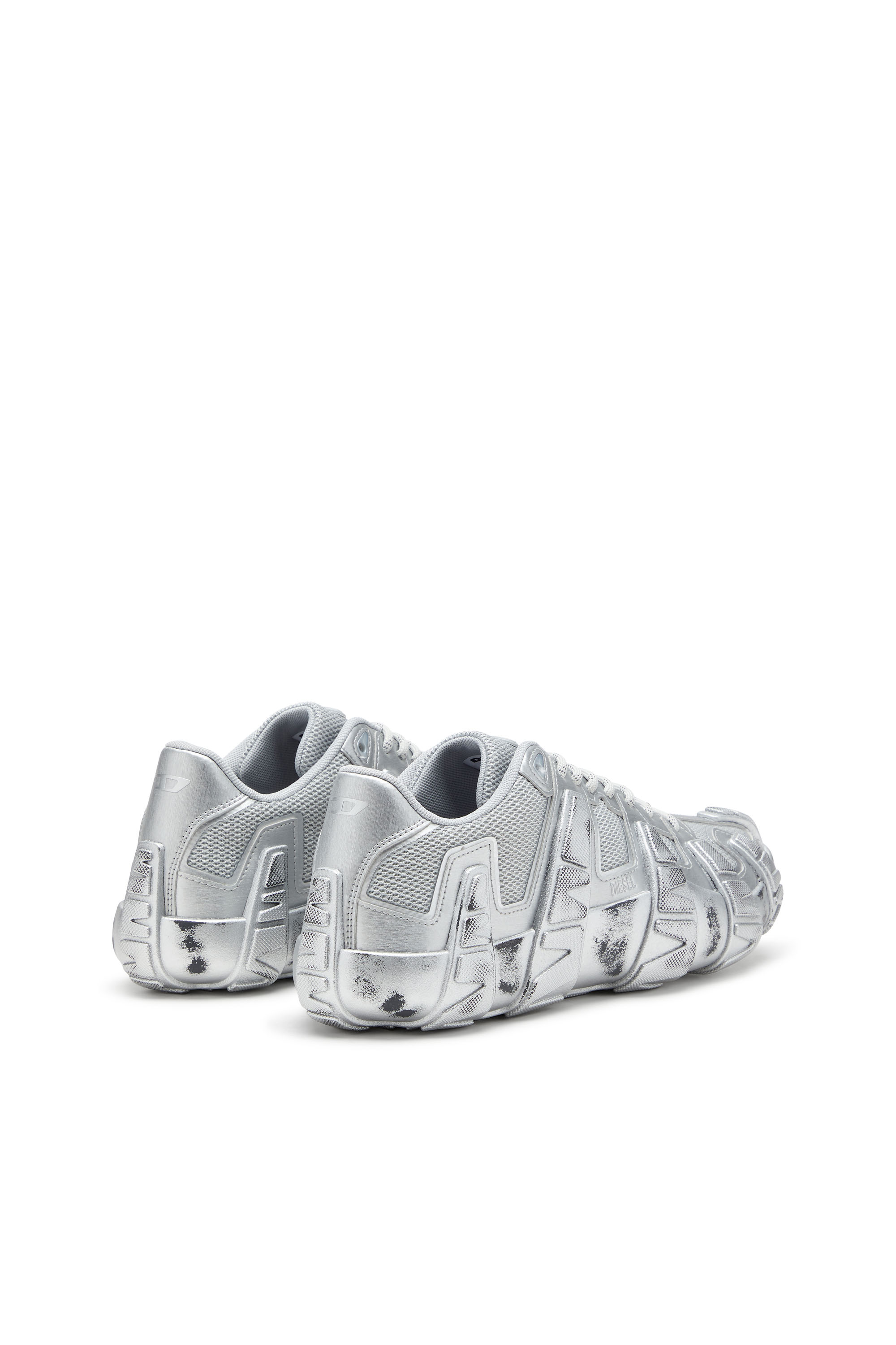Diesel - S-D-GRIFFE LOW, Herren Metallic-Sneakers aus Mesh und PU in Silber - 3