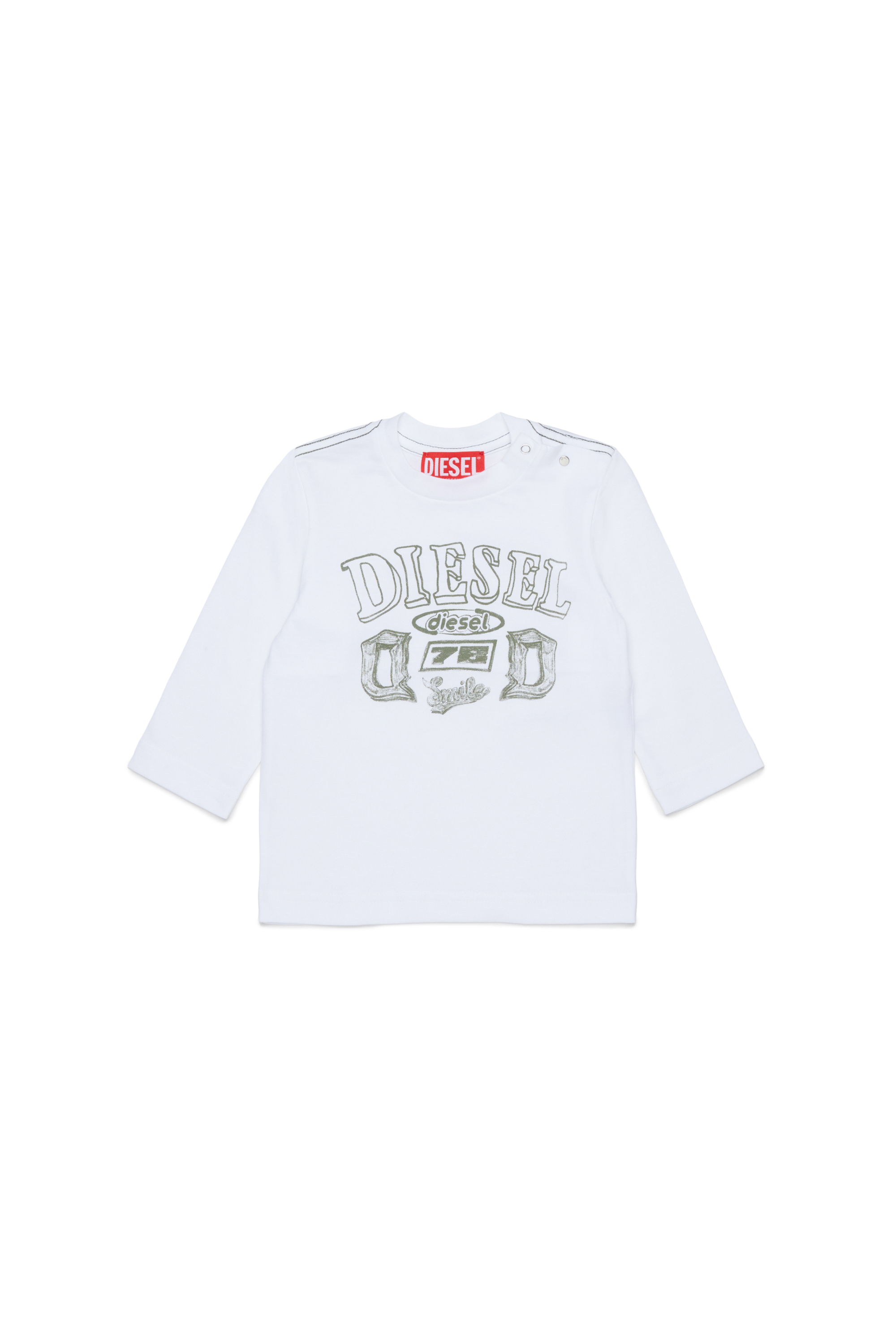 Diesel - TBANB, Man's Long-sleeve T-shirt with logo print in White - 1