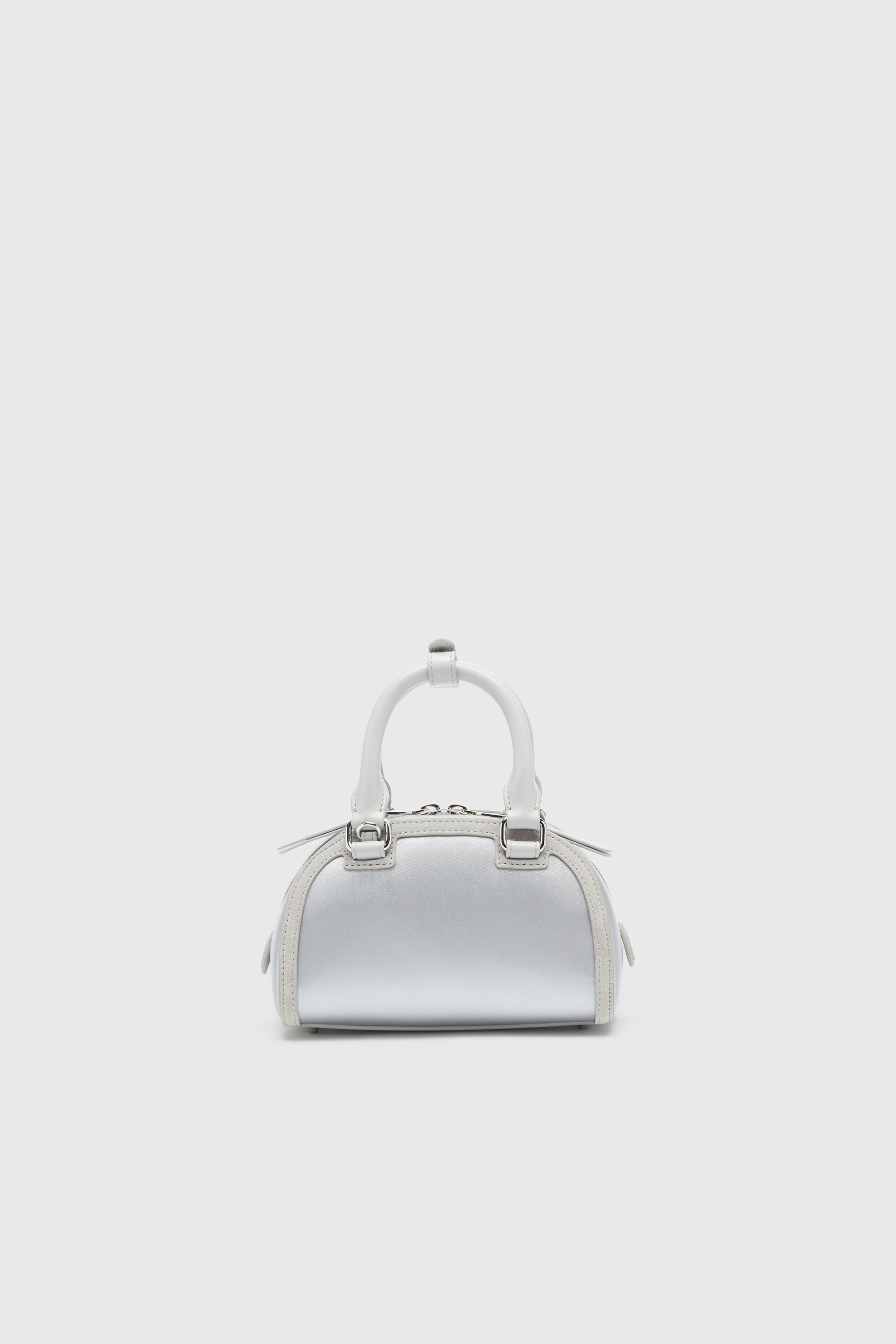Diesel - 1DR DOME CROSSBODY, Woman's 1DR Dome - Small bowling bag in satin and suede in Silver - 3