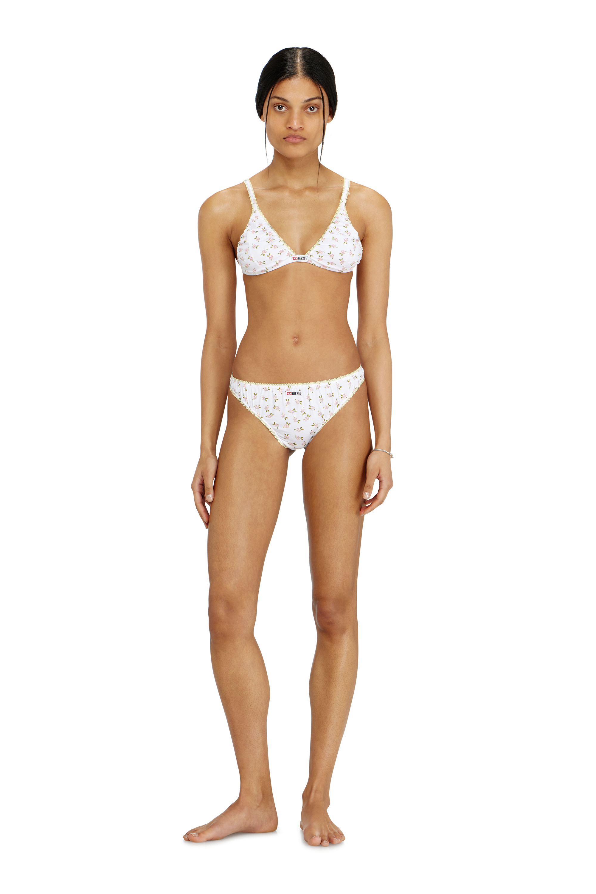 Diesel - JANA-D-CORE, Damen Triangel-BH aus Baumwolle mit all-over Blumenprint in Wei&szlig; - 1
