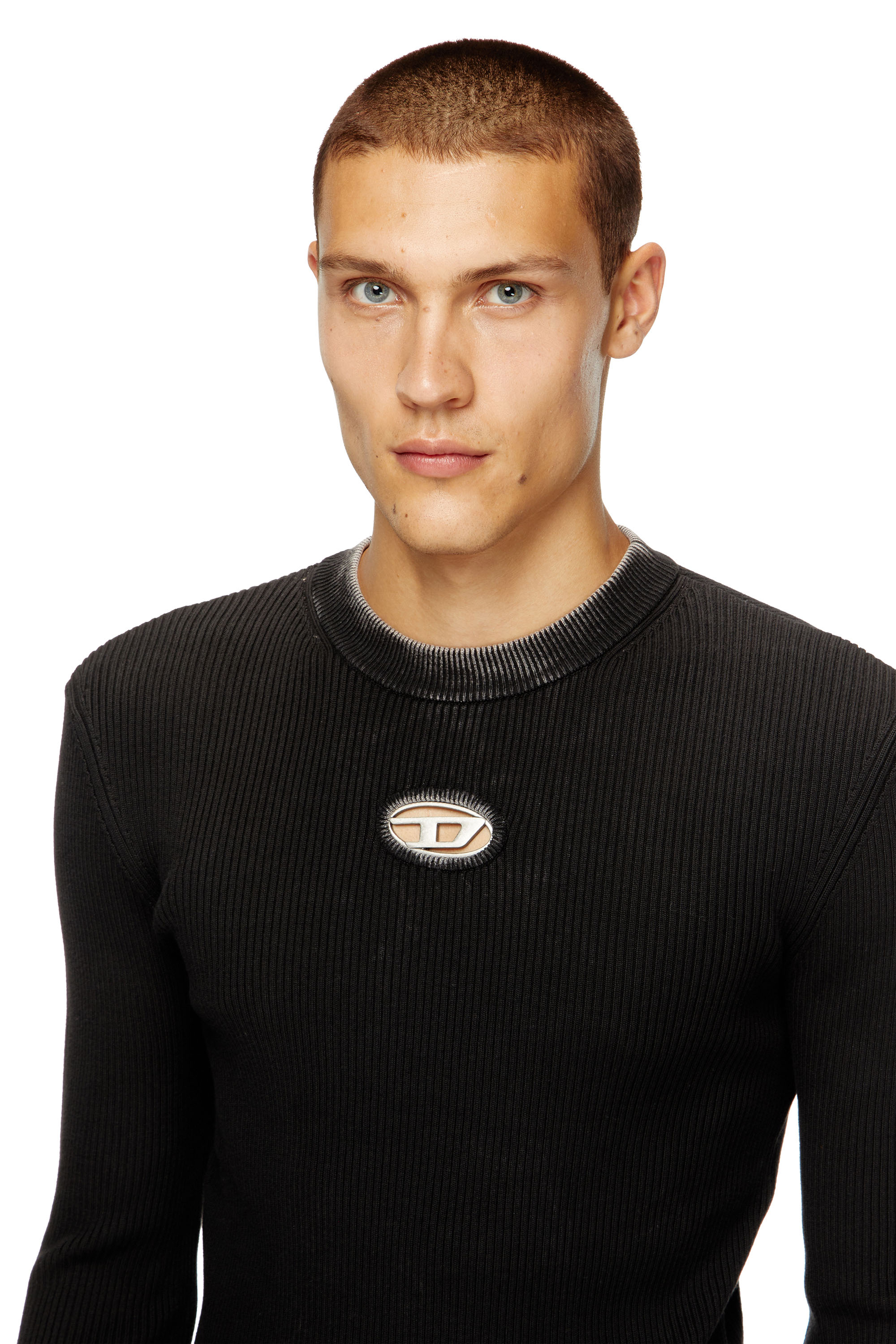Diesel - K-DARIN-A, Herren Cut-out-Pullover mit Oval D in Schwarz - 5