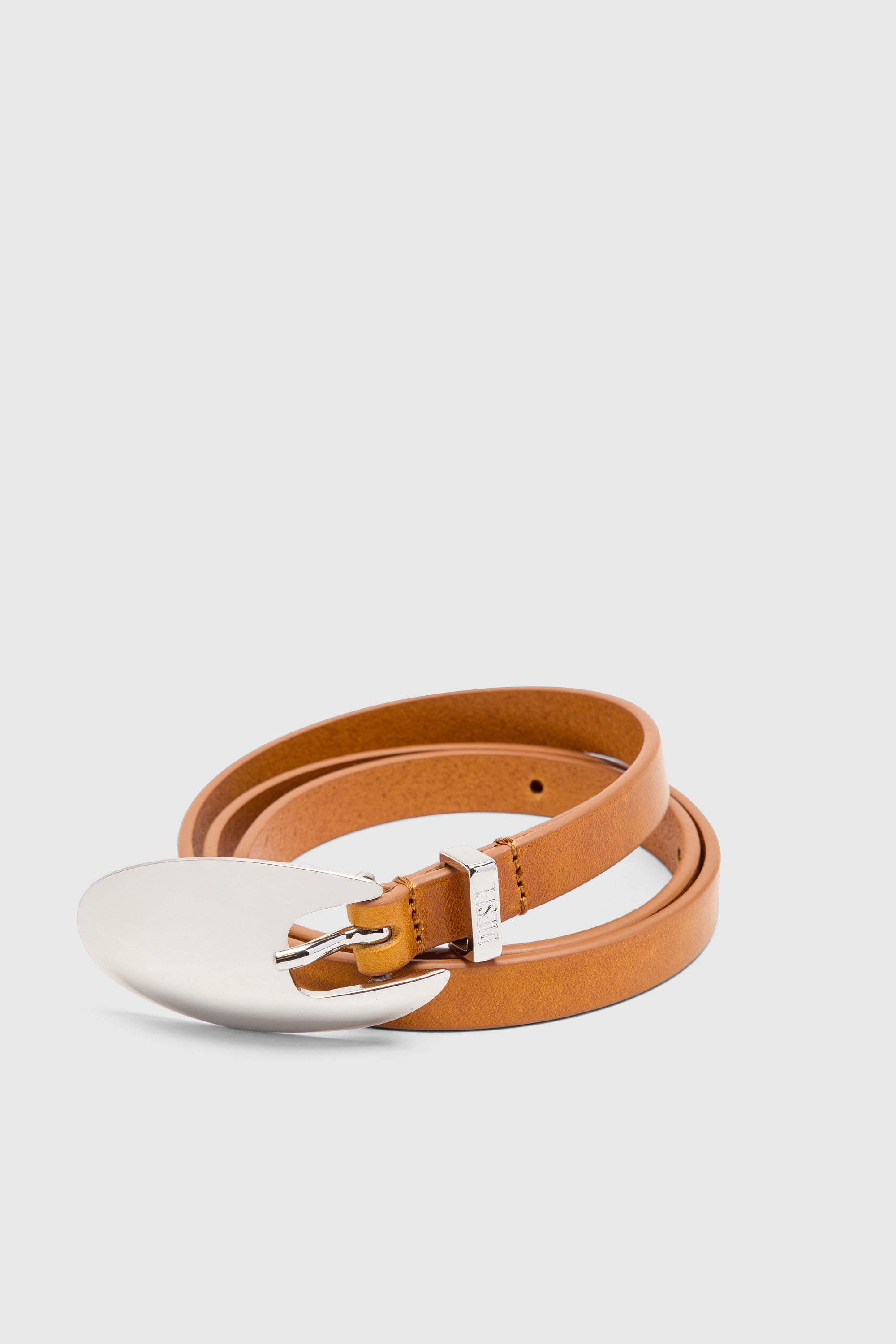 Diesel - B-ROP 15, Damen 1,5 cm Schmaler Lederg&uuml;rtel mit skulpturaler Schnalle in Hellbraun - 2