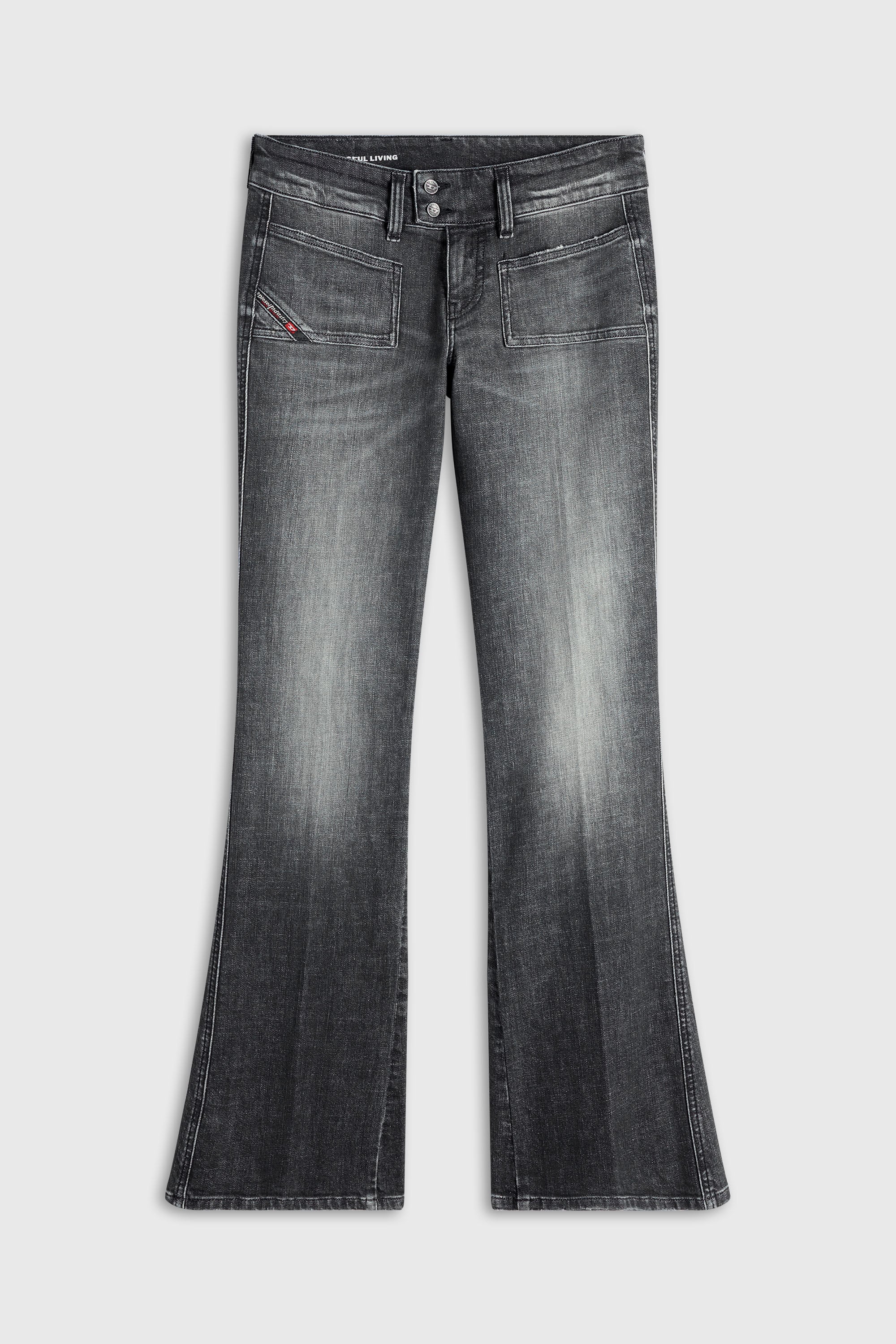 Diesel - Damen Bootcut Jeans D-Hush 0CIAU, Schwarz/Dunkelgrau - 2