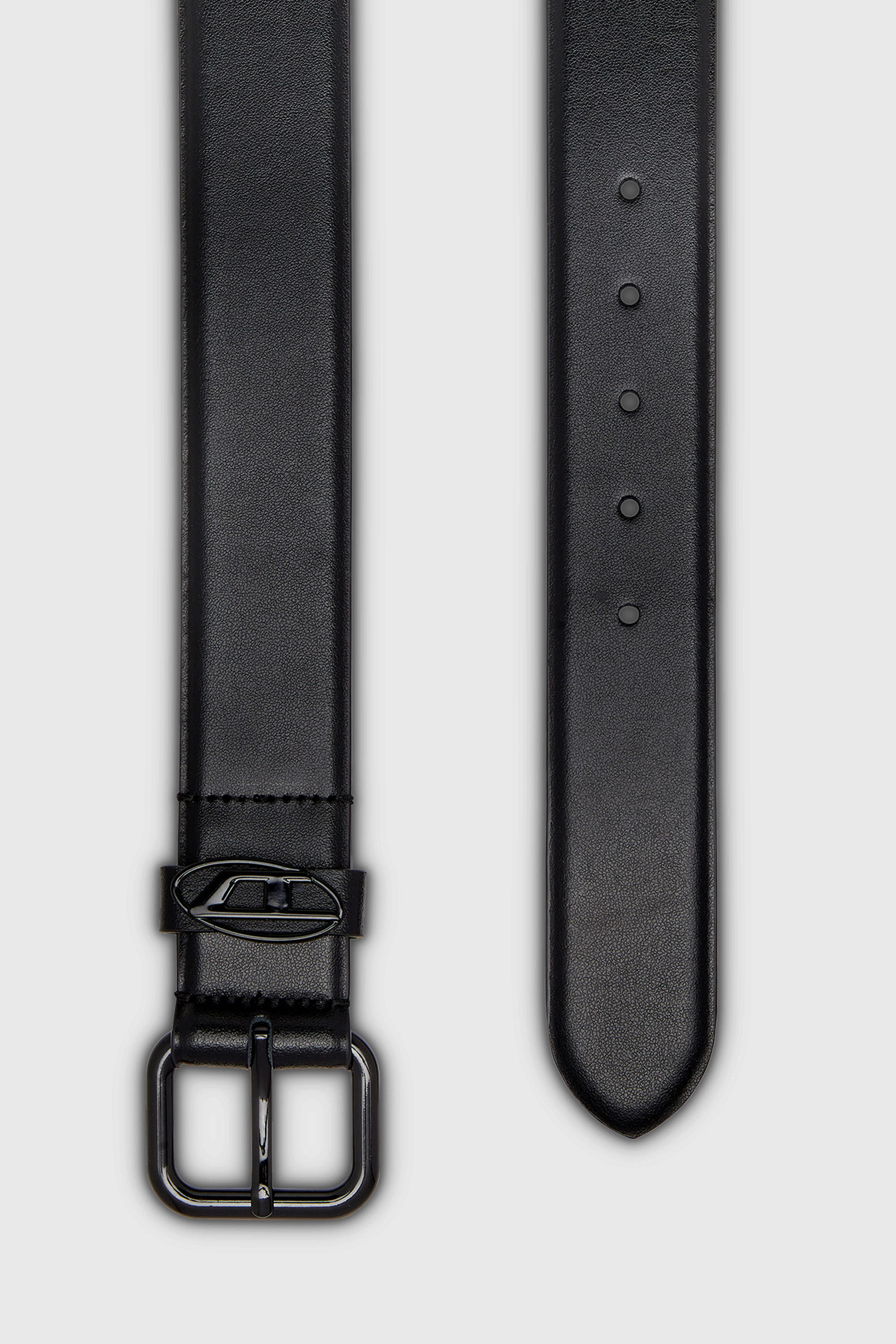 Diesel - B-1DR OVAL D LOOP, Unisex 3.9cm G&uuml;rtel aus Leder mit Logo-Plakette in Schwarz - 2