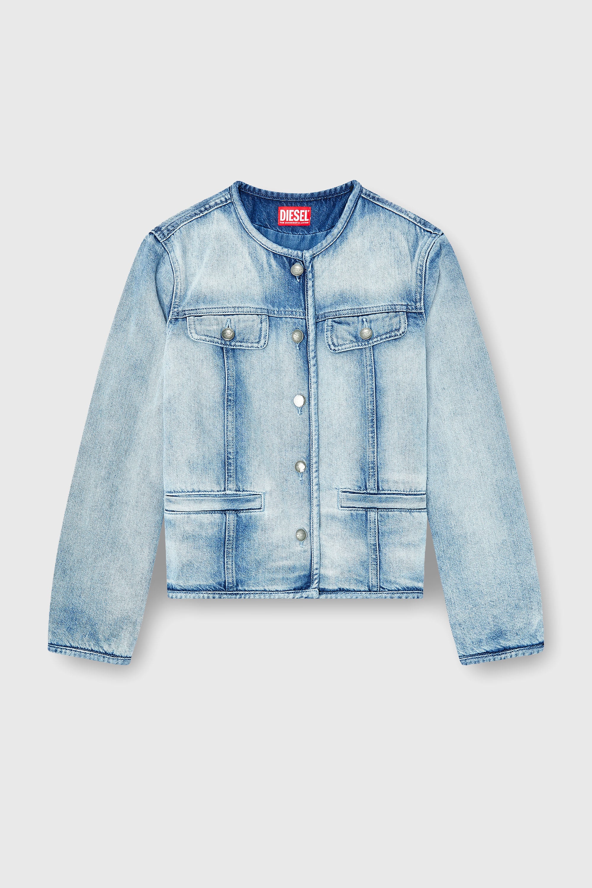 Diesel - DE-GRAFY-FSI1, Woman's Jacket in medium-light skeleton denim in Light Blue - 2