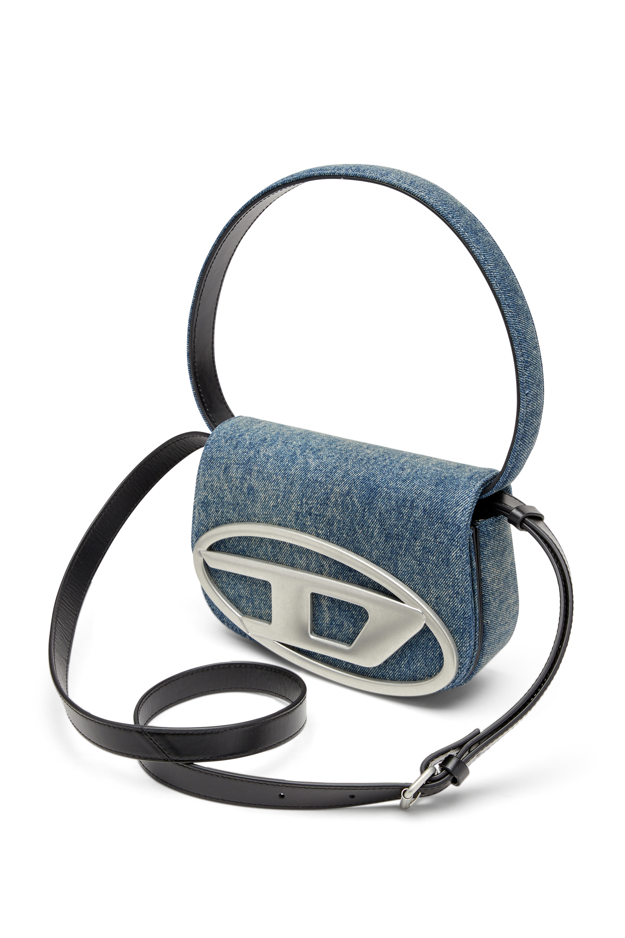 Diesel - 1DR, Damen Ikonische Schultertasche aus solarisiertem Denim in Blau - 5