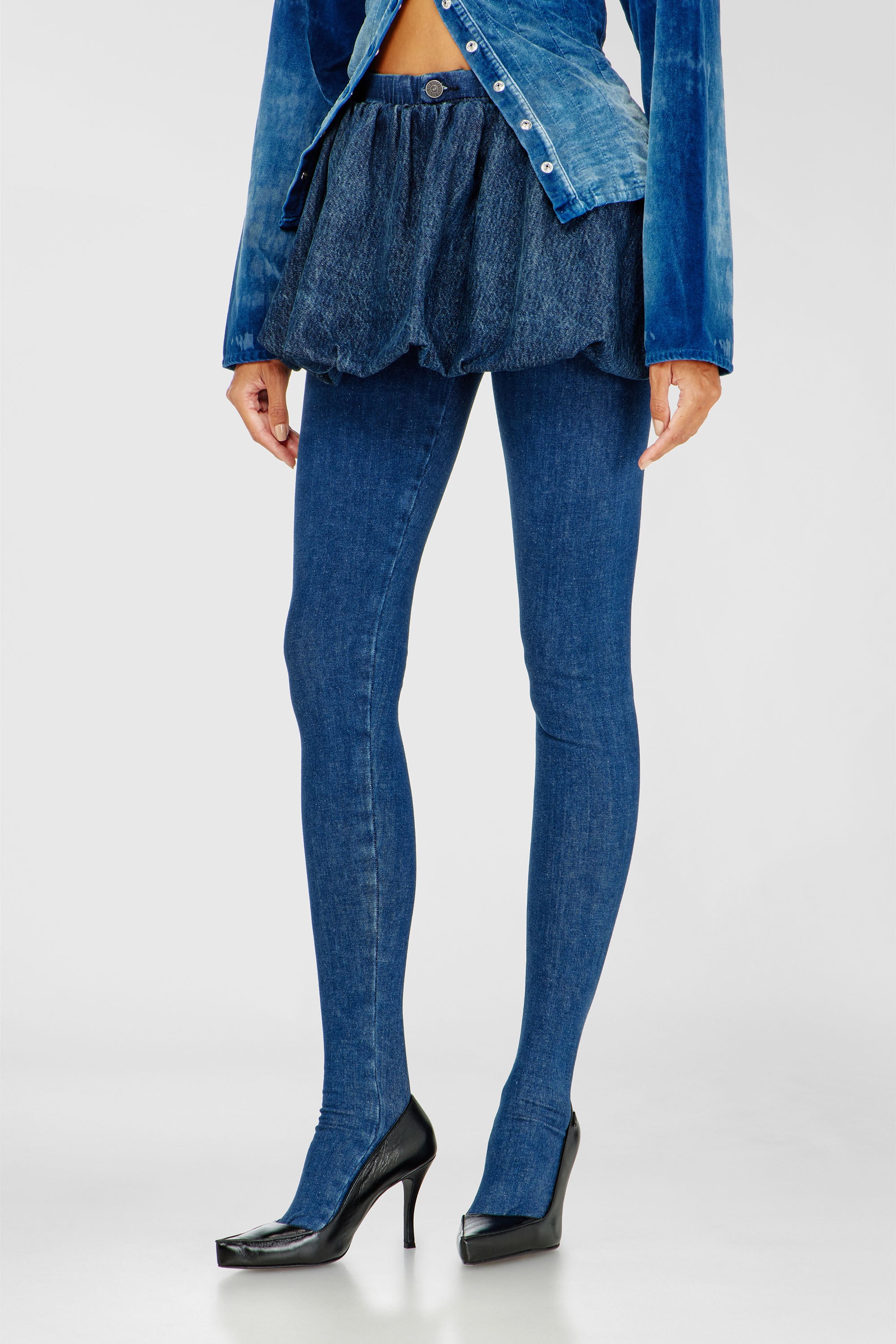 Diesel - DE-MUJ-FSJ2, Damen Kurzer Bubble-Rock aus Denim in Dunkelblau - 1