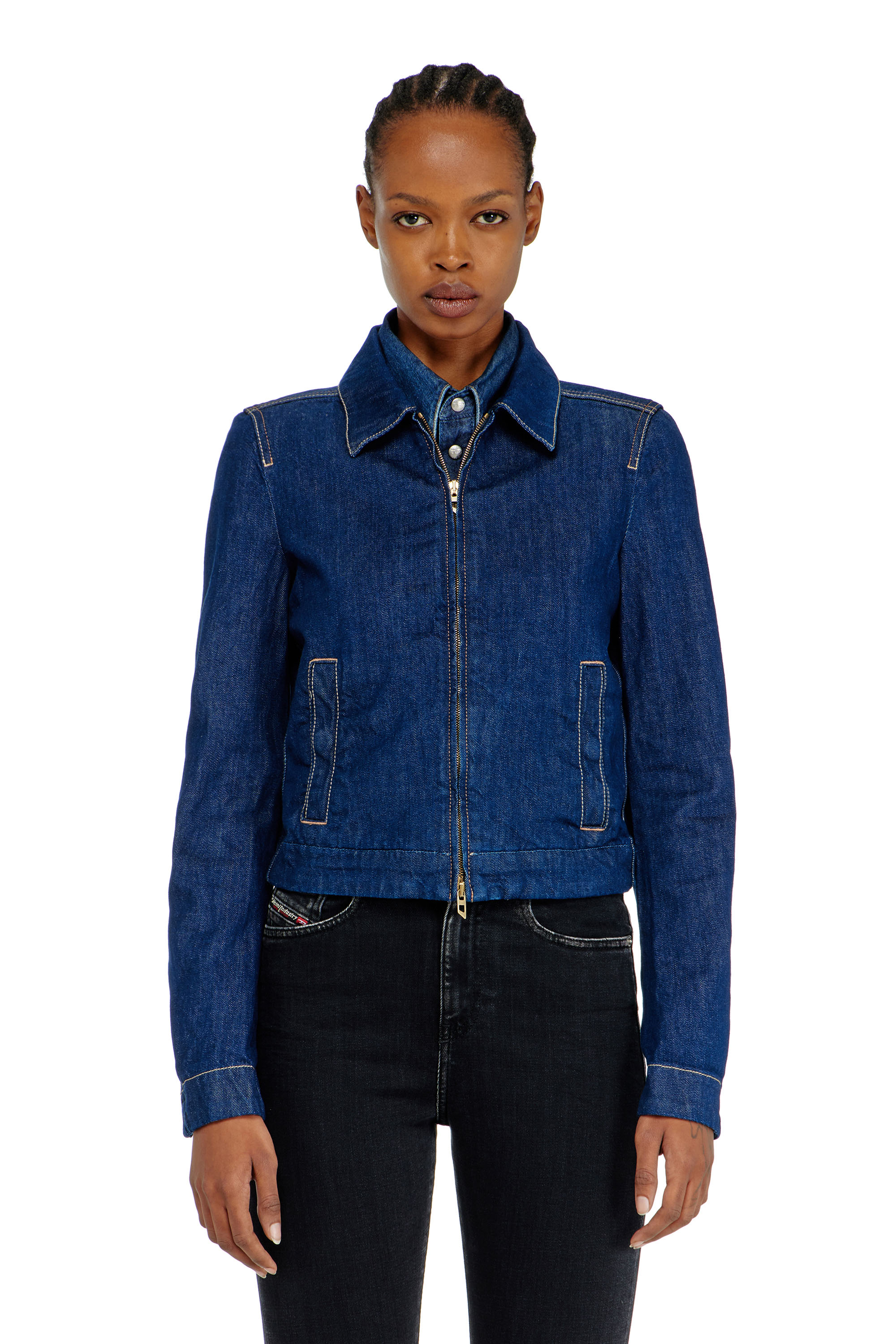 Diesel - DE-CORB, Damen Coach-Jacke aus rinse denim in Dunkelblau - 2
