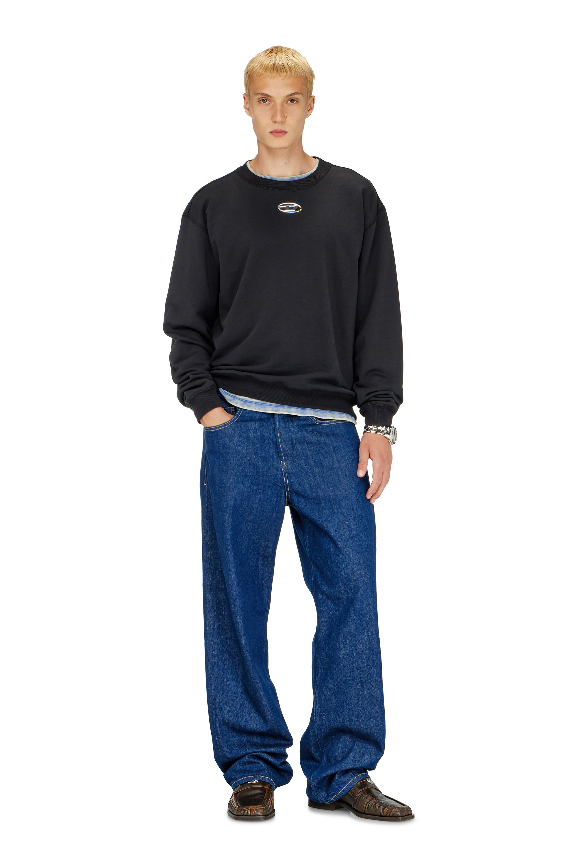Diesel - S-NORM-IOD, Herren Normaler Hoodie mit metallischem Oval D in Schwarz - 2