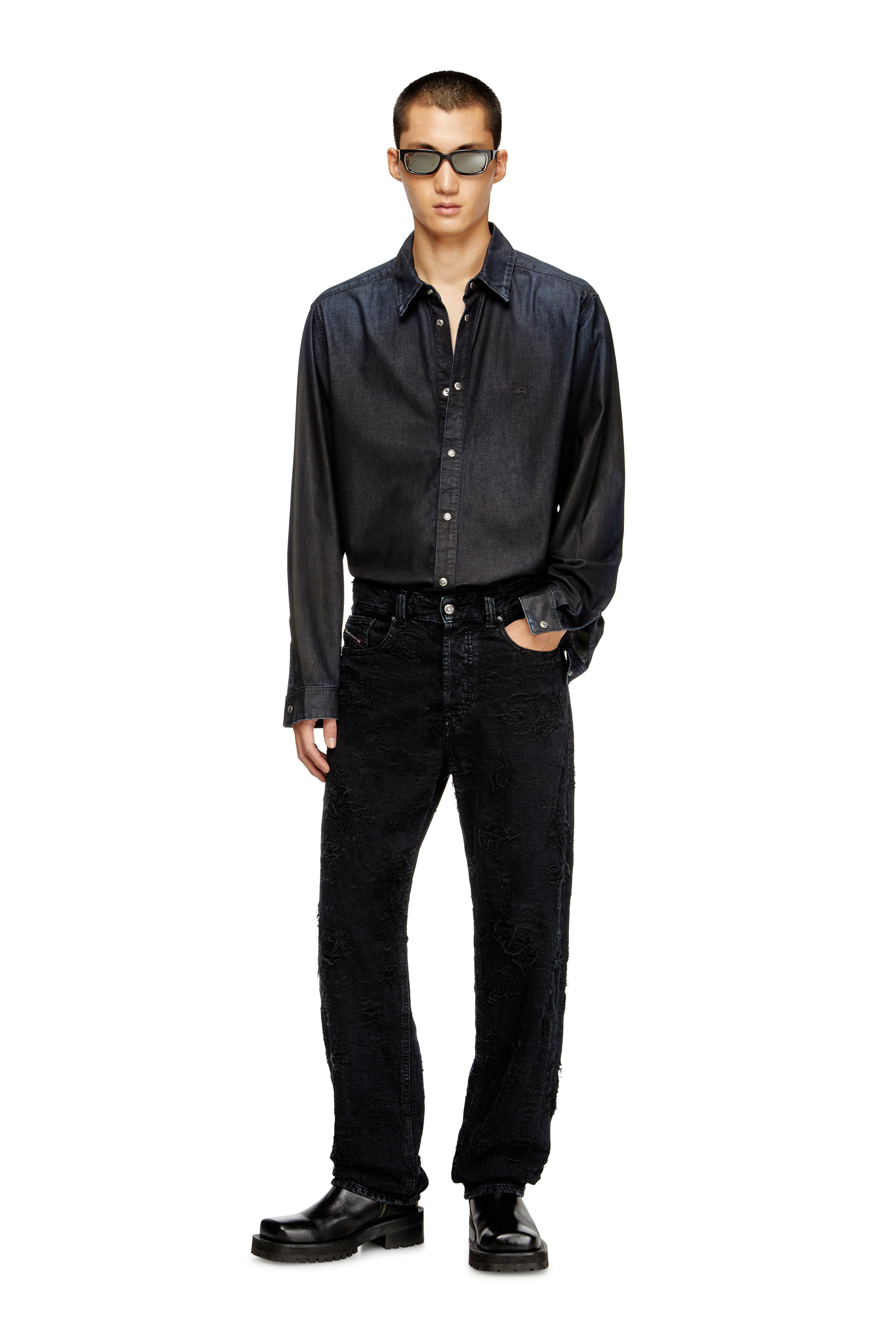 Diesel - Herren Regular Jeans 2024 D-Macs 007BW, Schwarz/Dunkelgrau - 4