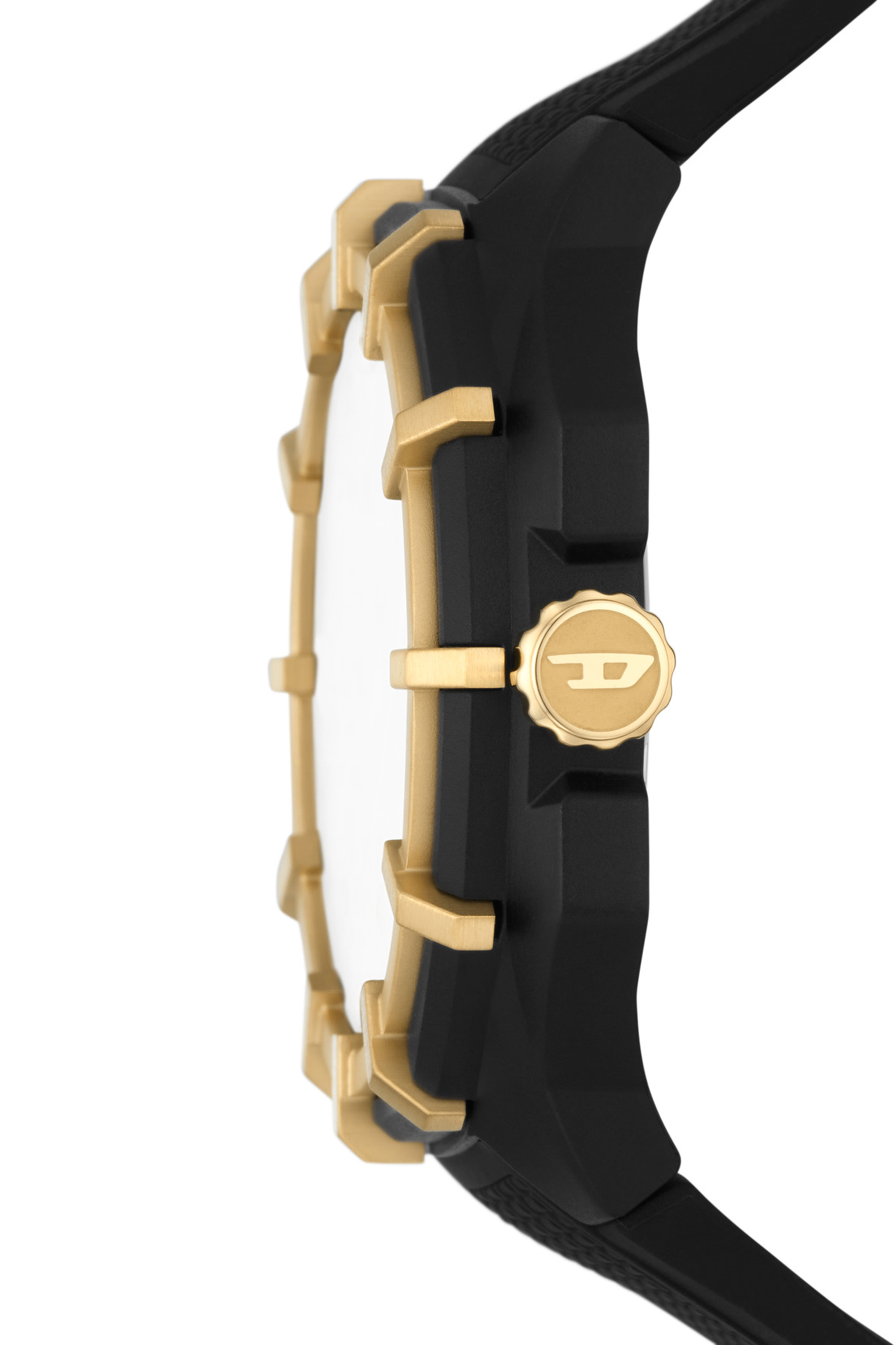 Diesel - DZ1987, Herren Schwarze Framed Silikon-Armbanduhr mit drei Zeigern in Schwarz - 3