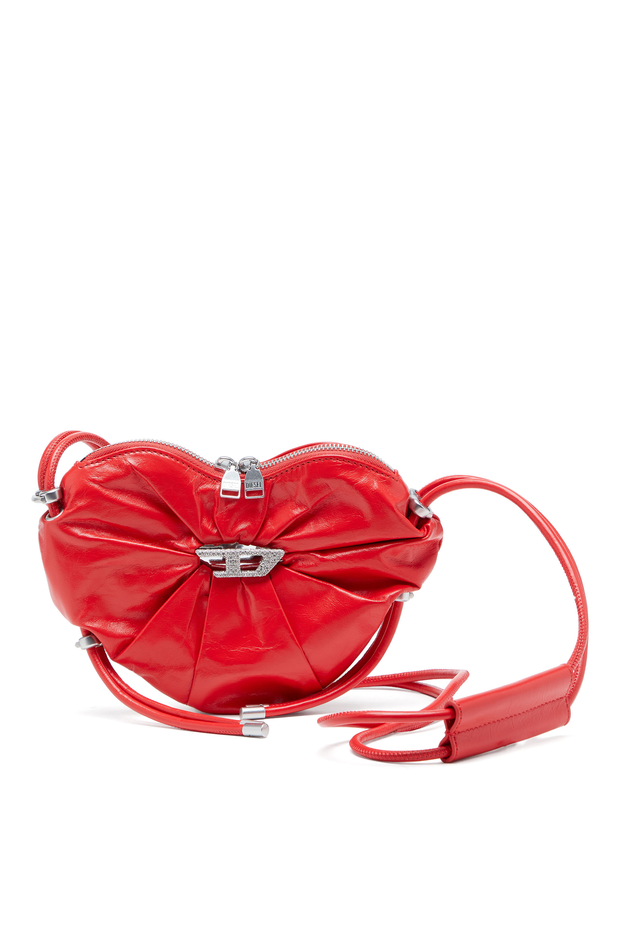 Diesel - SCRUNCH-D HEART, Damen Scrunch-D-Heart Schultertasche aus geknautschtem Leder in Rot - 1