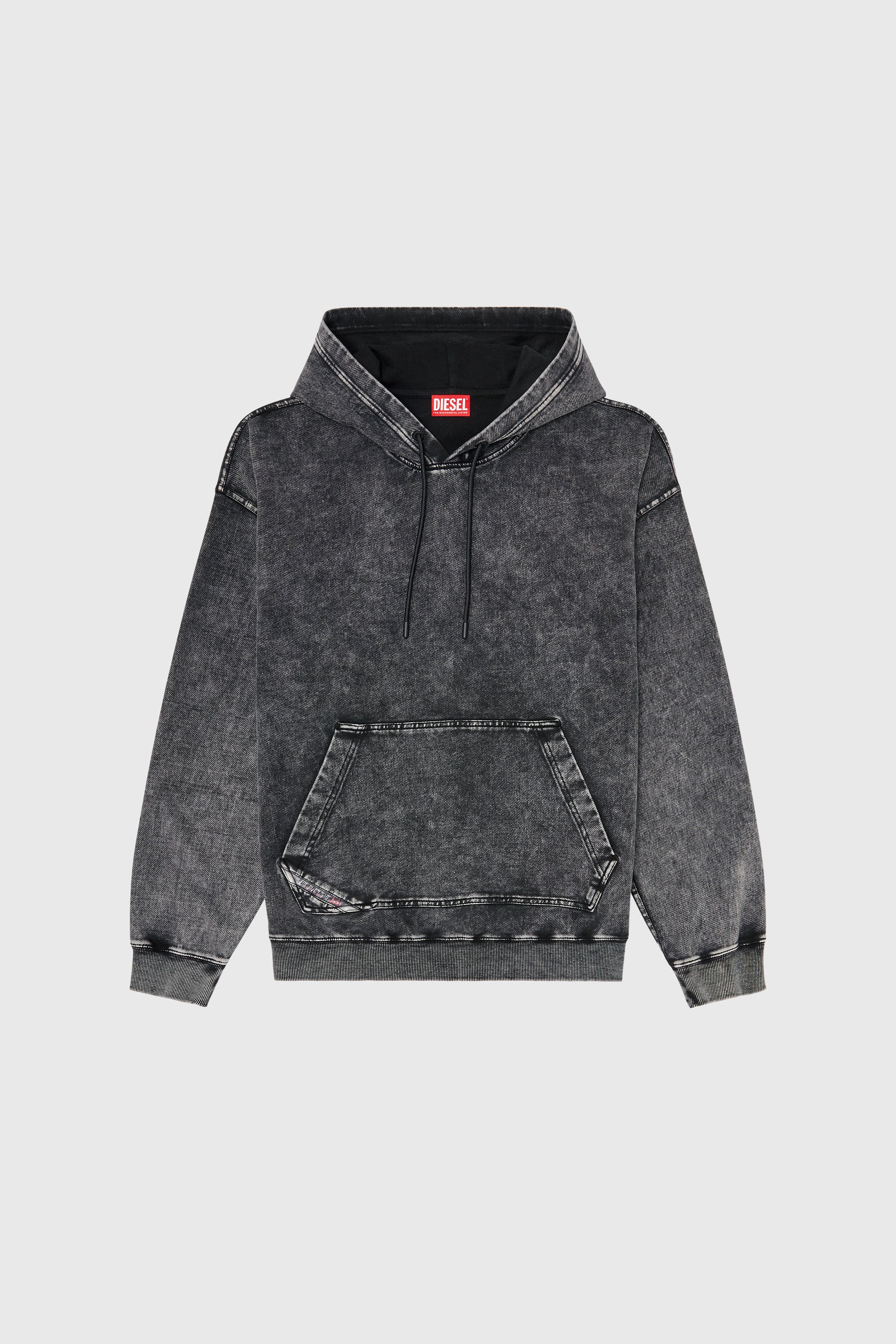 Diesel - S-BOXT-HOOD-TUK, Herren Sweatshirt mit Denim-Effekt-Behandlung in Dunkelgrau - 2