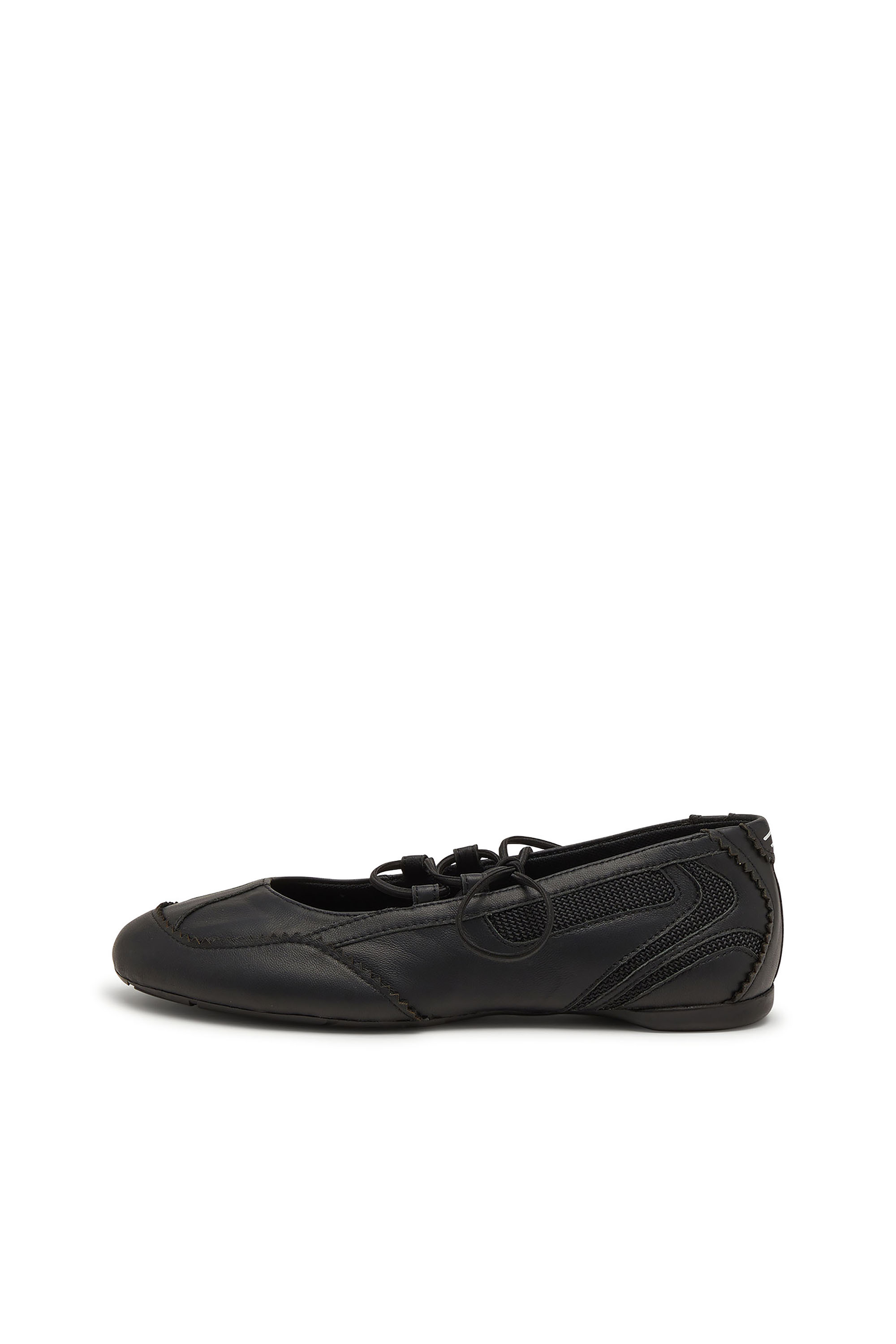 Diesel - D-MILE BALLERINA LACE UP W, Damen D-Mile-Ballerinaschnürschuhe aus Leder und Mesh in Schwarz - 2