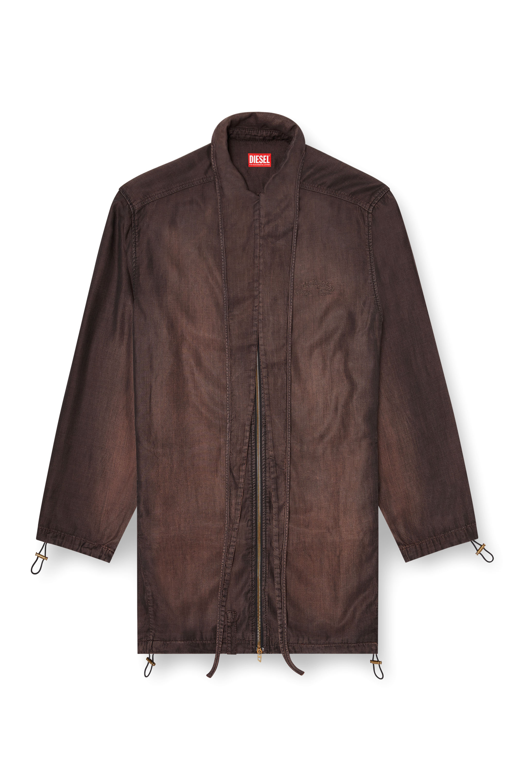 Diesel - DE-TROIT-S, Damen Leichte Jacke aus flie&szlig;endem beschichtetem Denim in Braun - 3