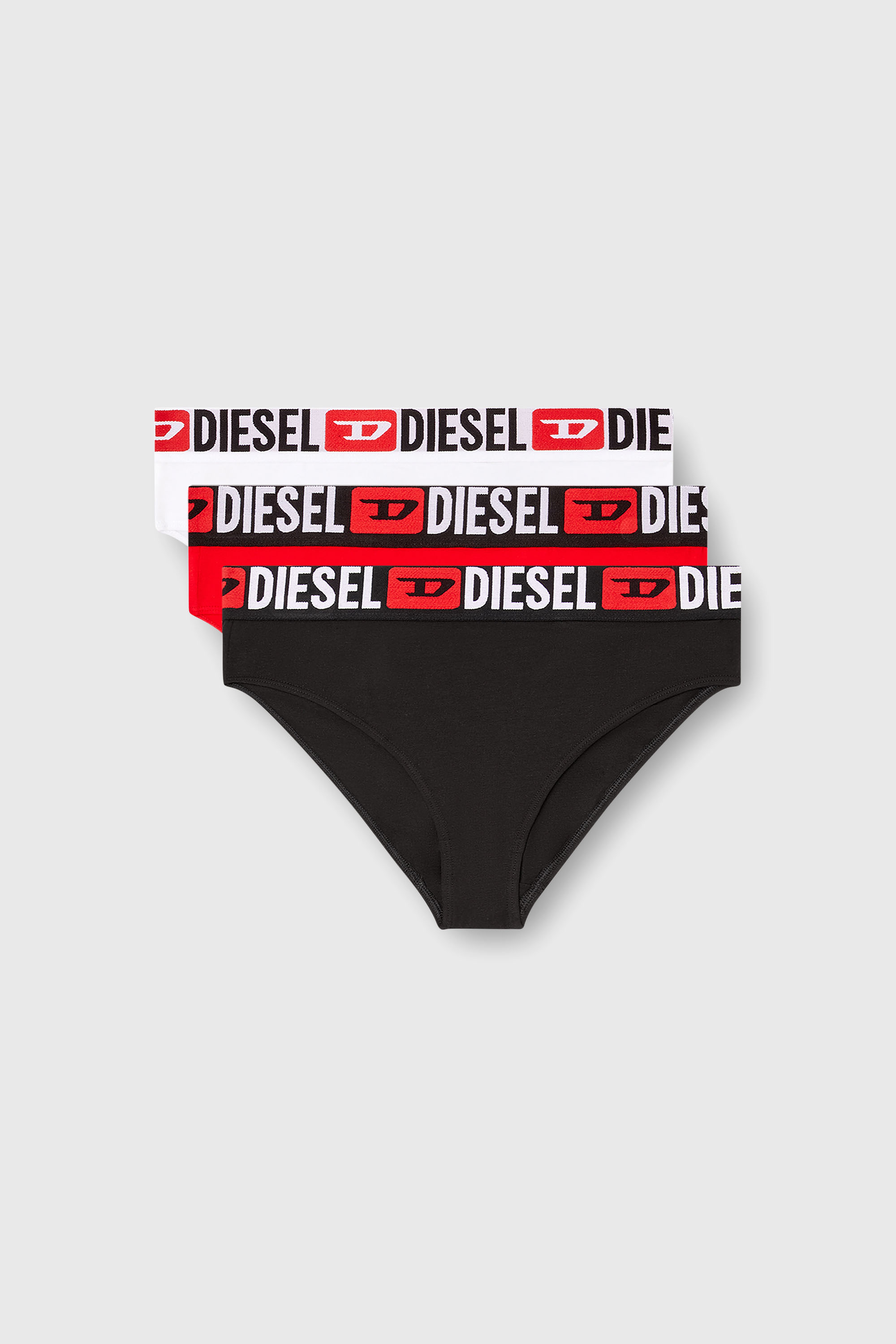 Diesel - SAM-D-CORE-3PACK, Damen Slips mit Maxilogo-Bund im Dreierpack in Rot/Schwarz - 2