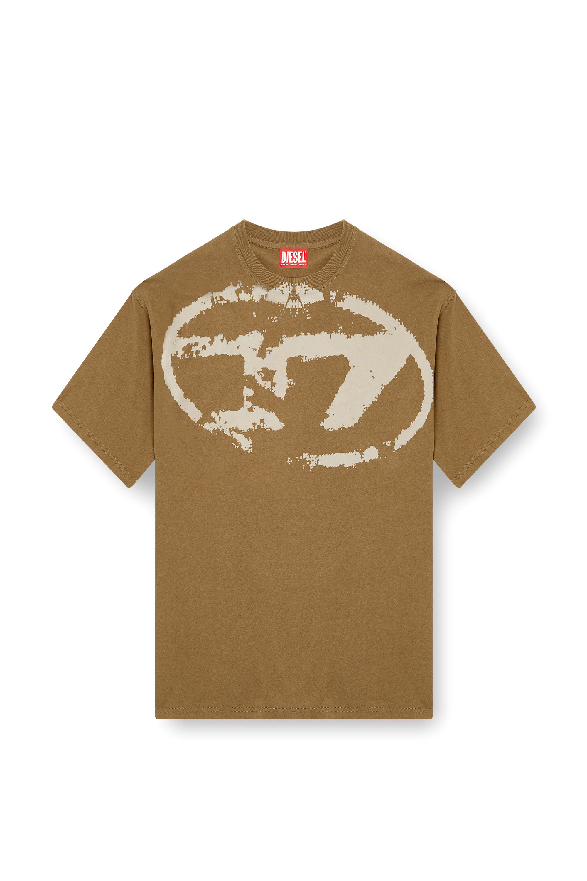 Diesel - T-BOXT-N14, Herren T-Shirt mit beflocktem Distressed-Logo in Braun - 3