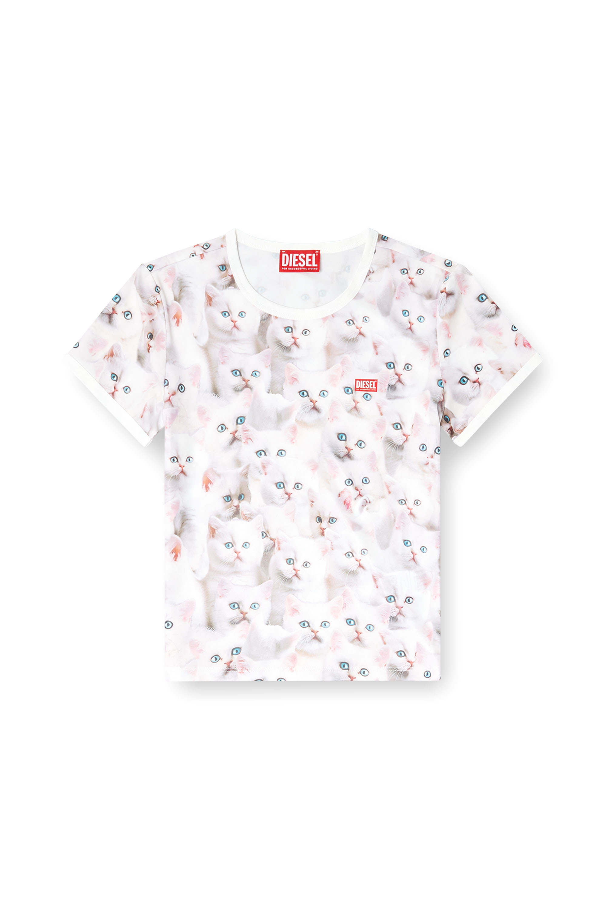 Diesel - T-UNCLAU, Damen Jersey-Top mit Allover-Print in Weiß - 2
