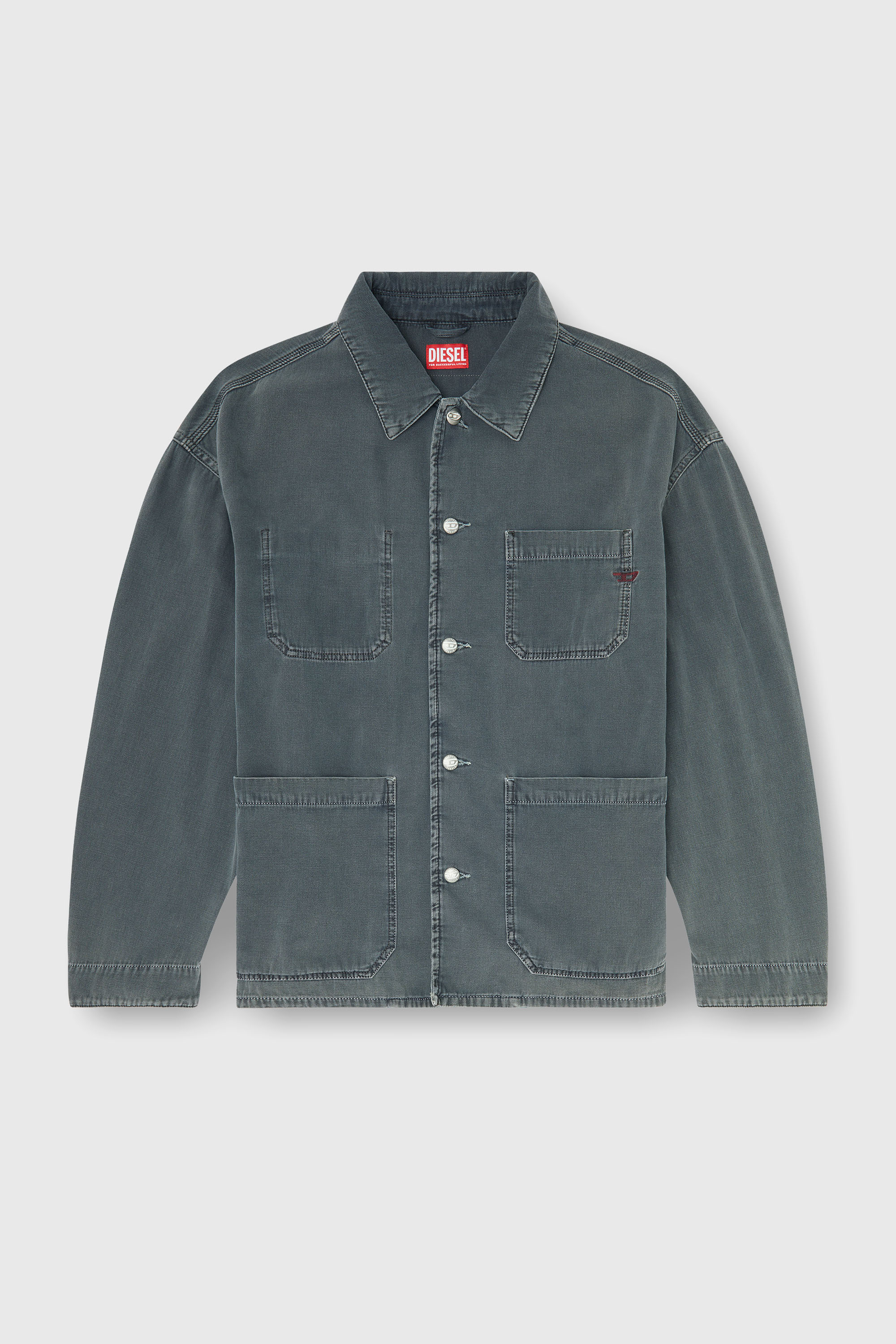 Diesel - D-STACK-U, Unisex Utility-Jacke aus farbigem denim in Grau - 2