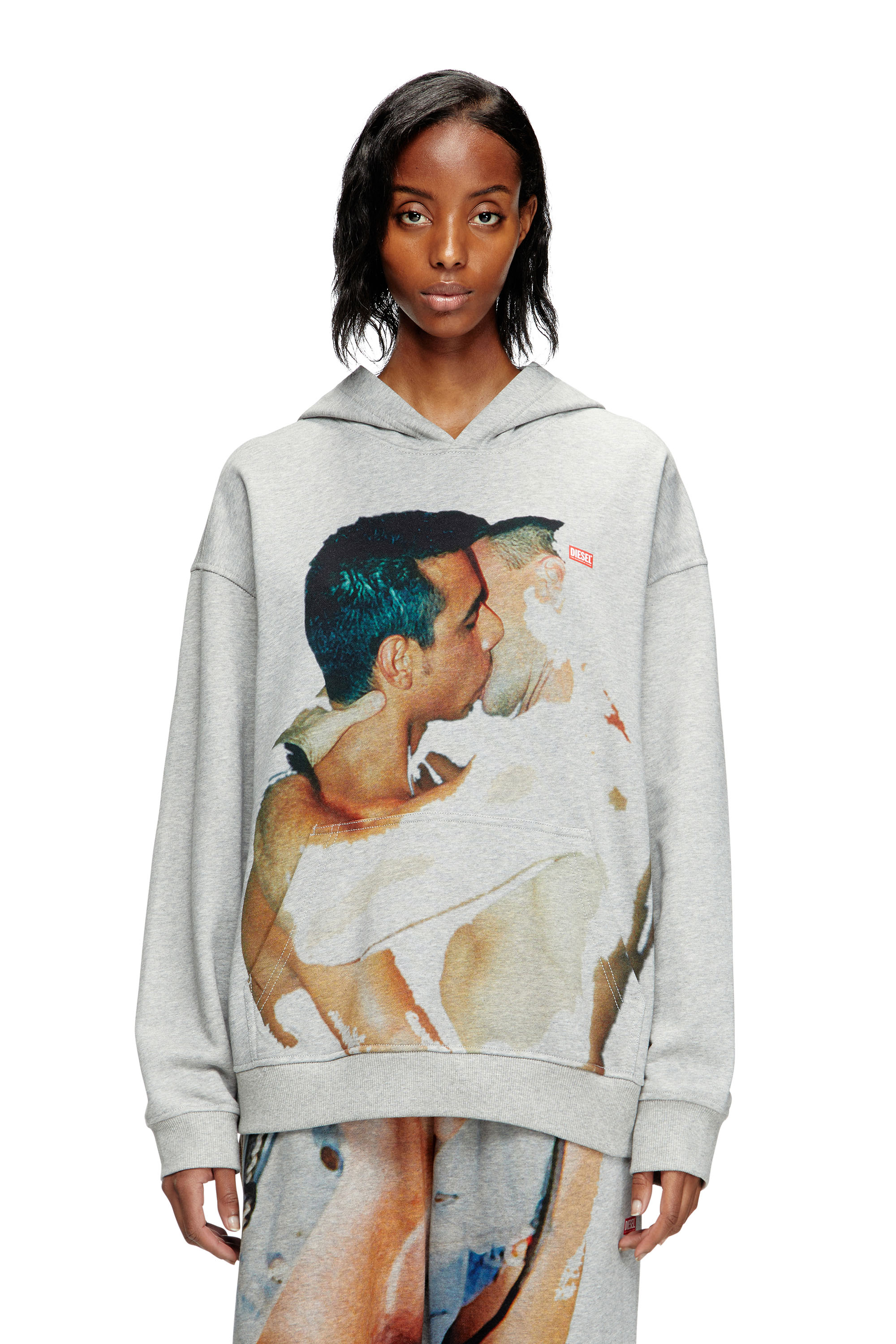Diesel - PR-S-BOXT-HOOD-TOM25, Unisex Kapuzen-Pullover mit Grafik-Print in Grau - 1
