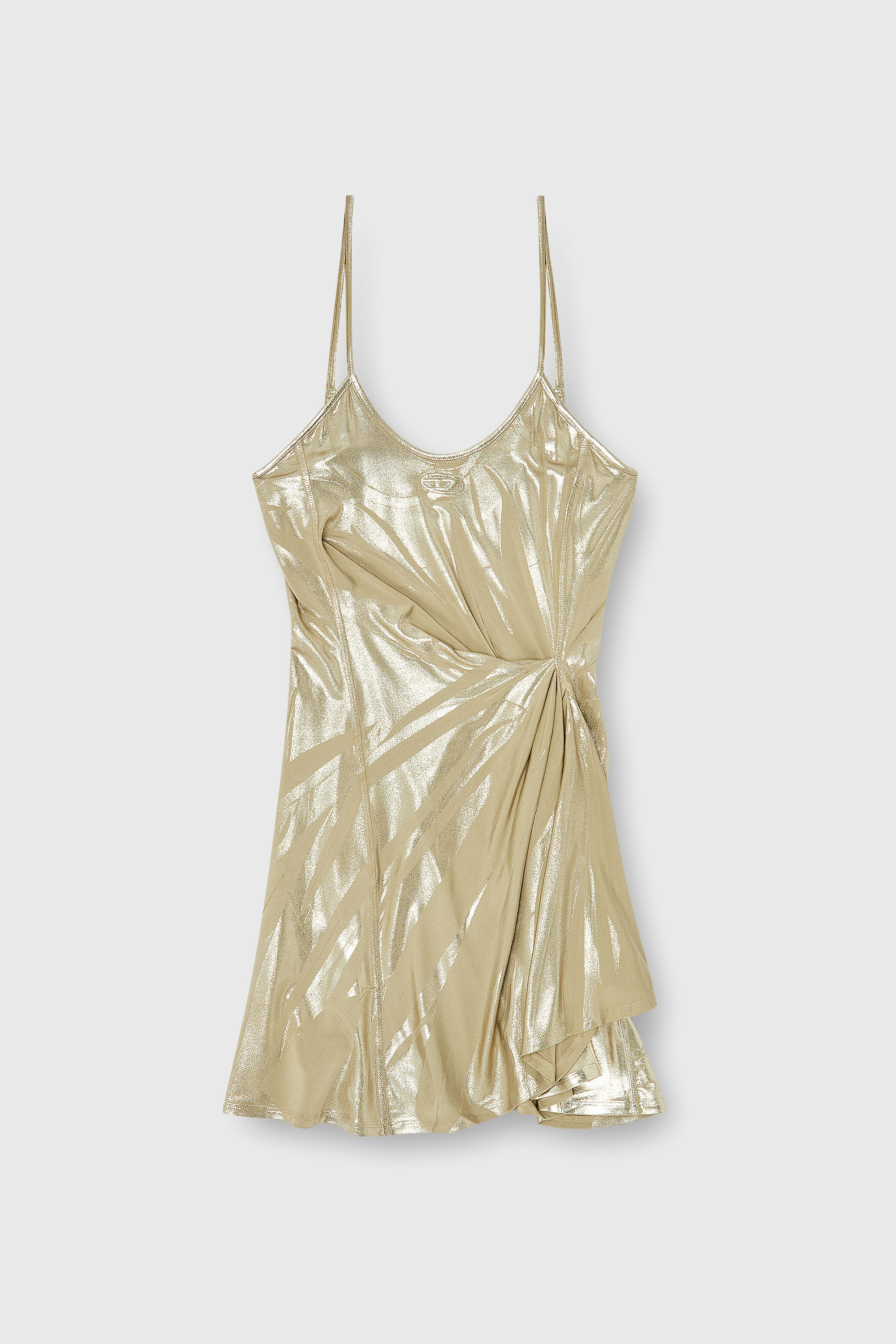 Diesel - D-INVY, Damen Stretch-jersey-Minikleid mit Metallic-Finish in Gold - 1