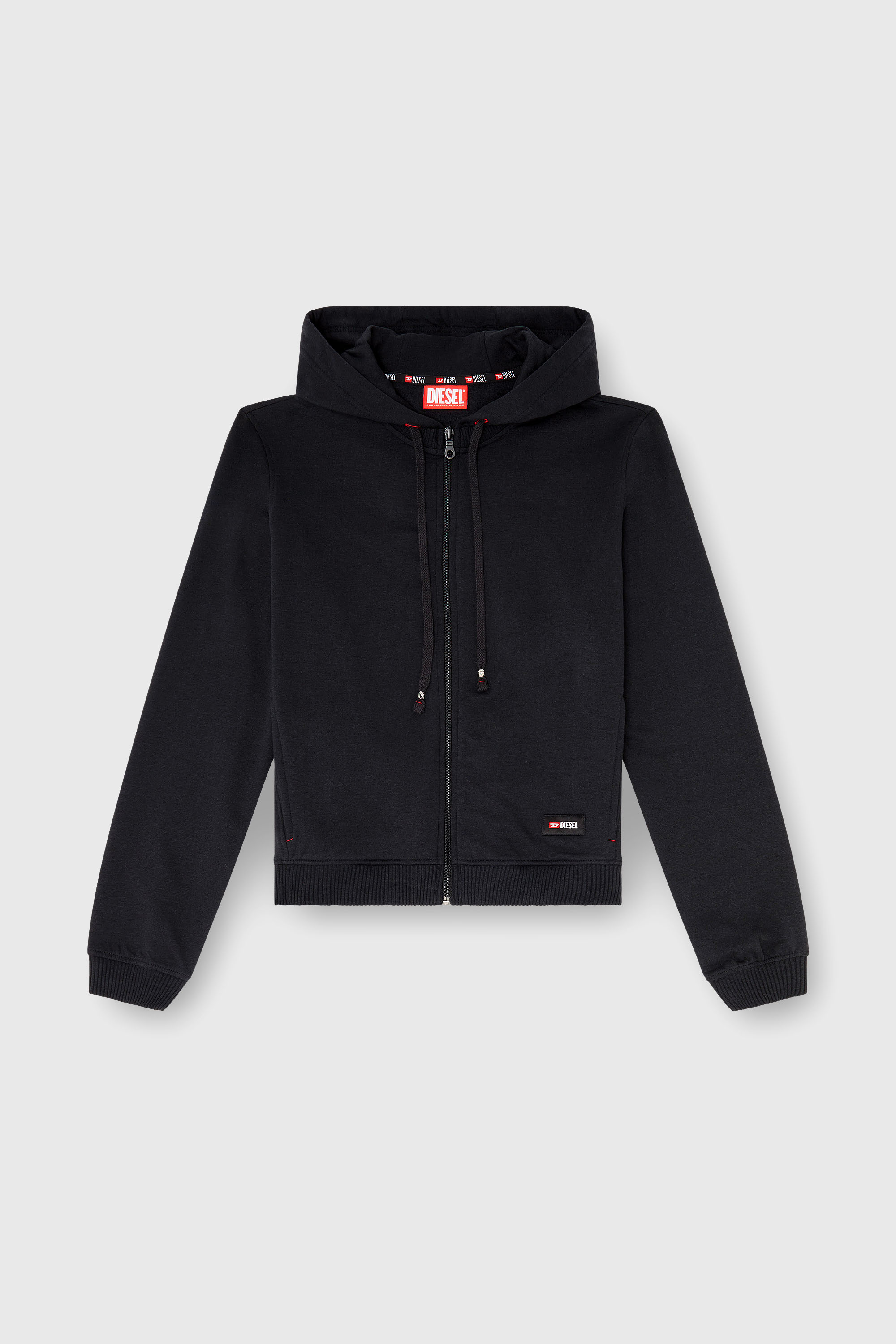 Diesel - HARRIET-D-CORE, Damen Kapuzenpullover aus aufgerauter Baumwollmischung in Schwarz - 1