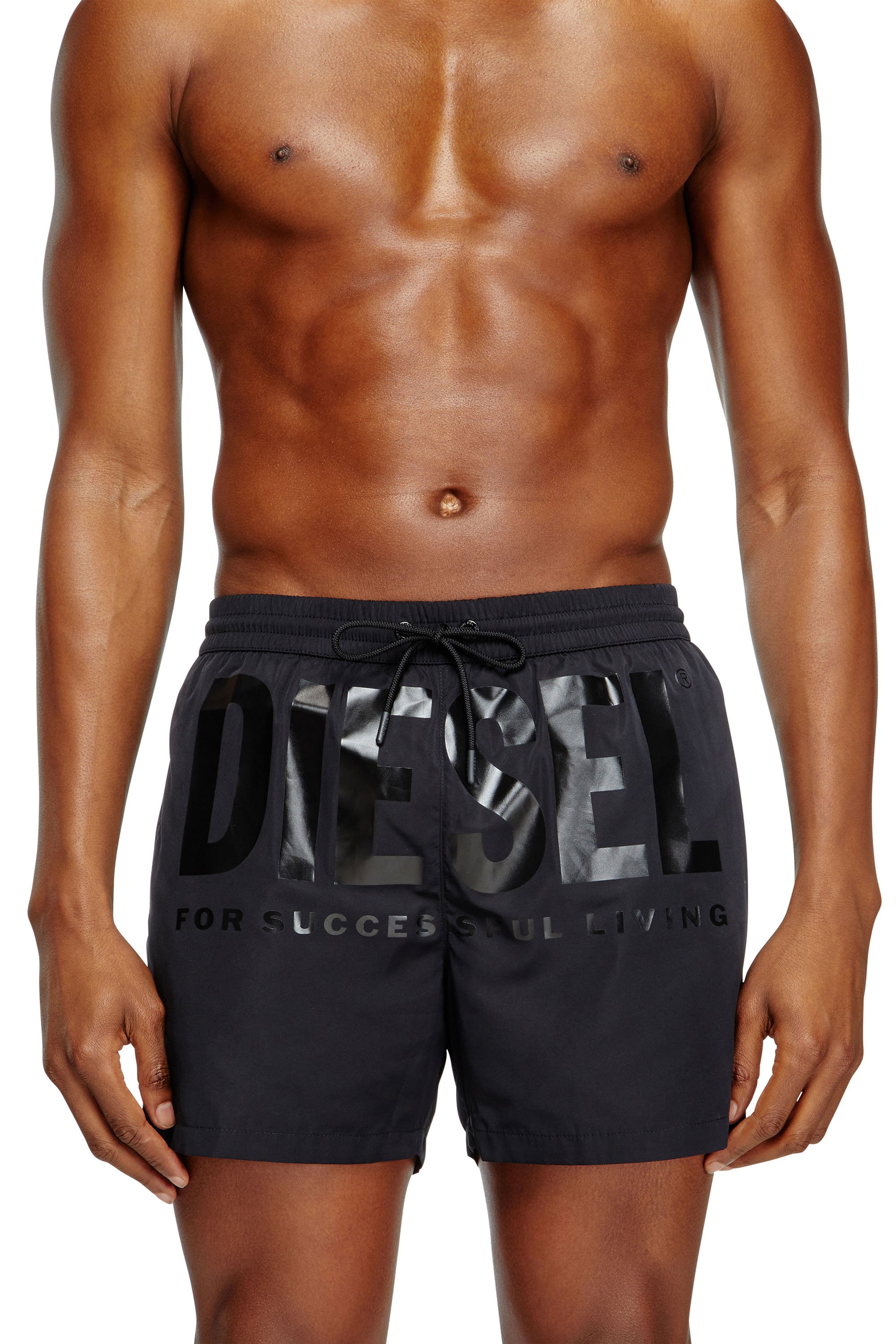 Diesel - KEN-37-D-CORE, Herren Mittellange Bade-Shorts mit Maxi-Logo in Schwarz - 2