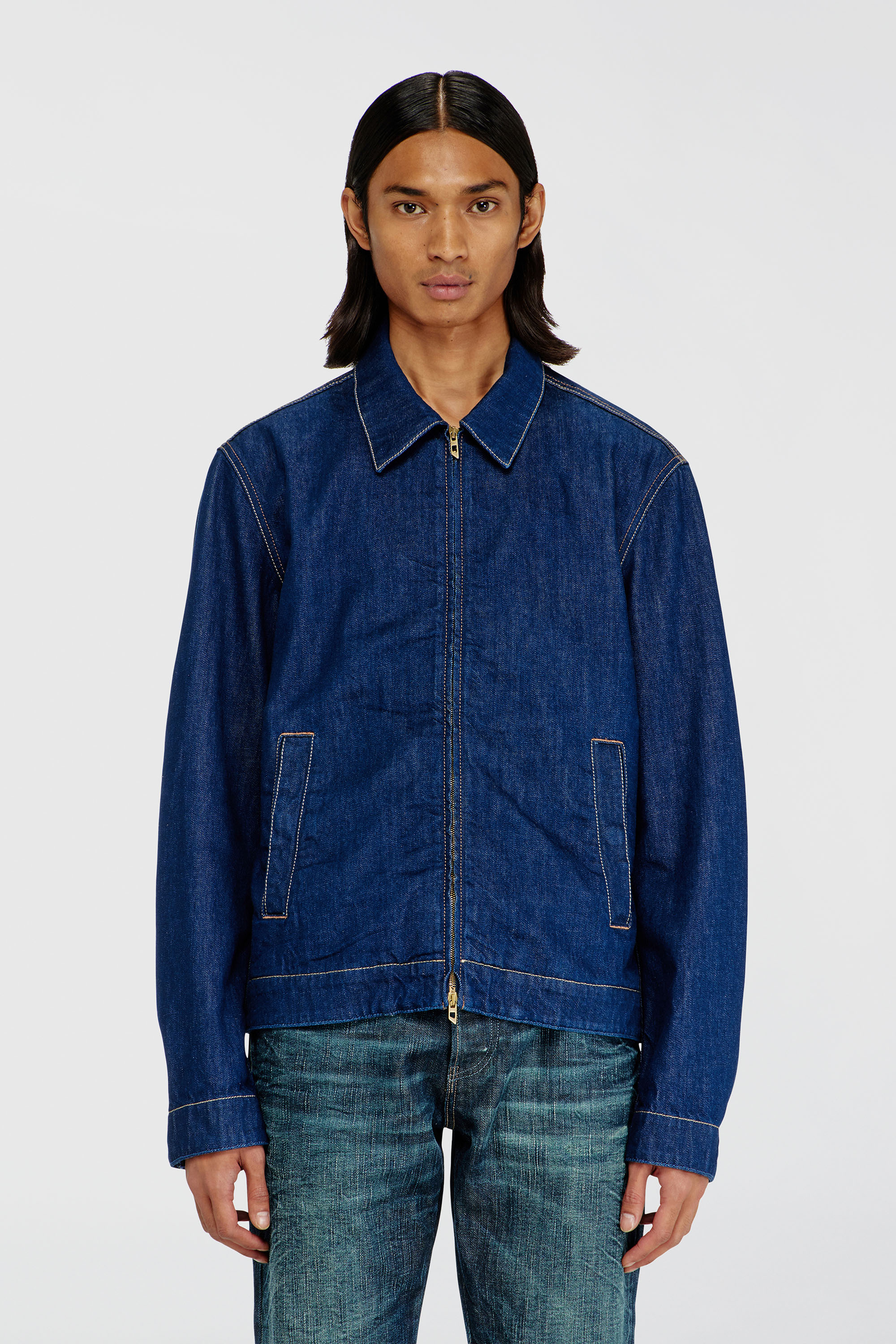 Diesel - D-ROHE, Man's Coach jacket in rinse denim in Medium blue - 1