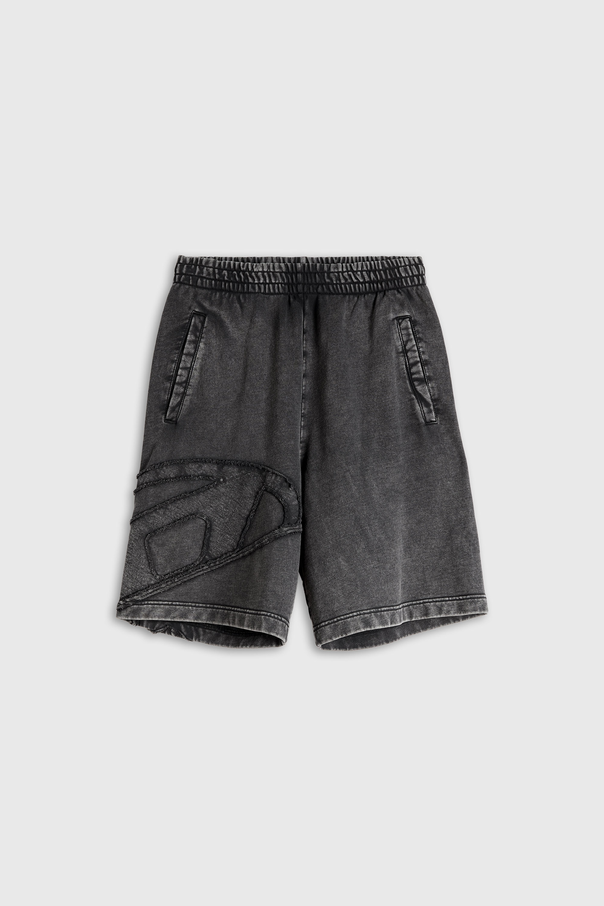 Diesel - P-CROW-MEGCUT, Herren Sweatshorts mit sectioned Oval D Logo in Schwarz - 2